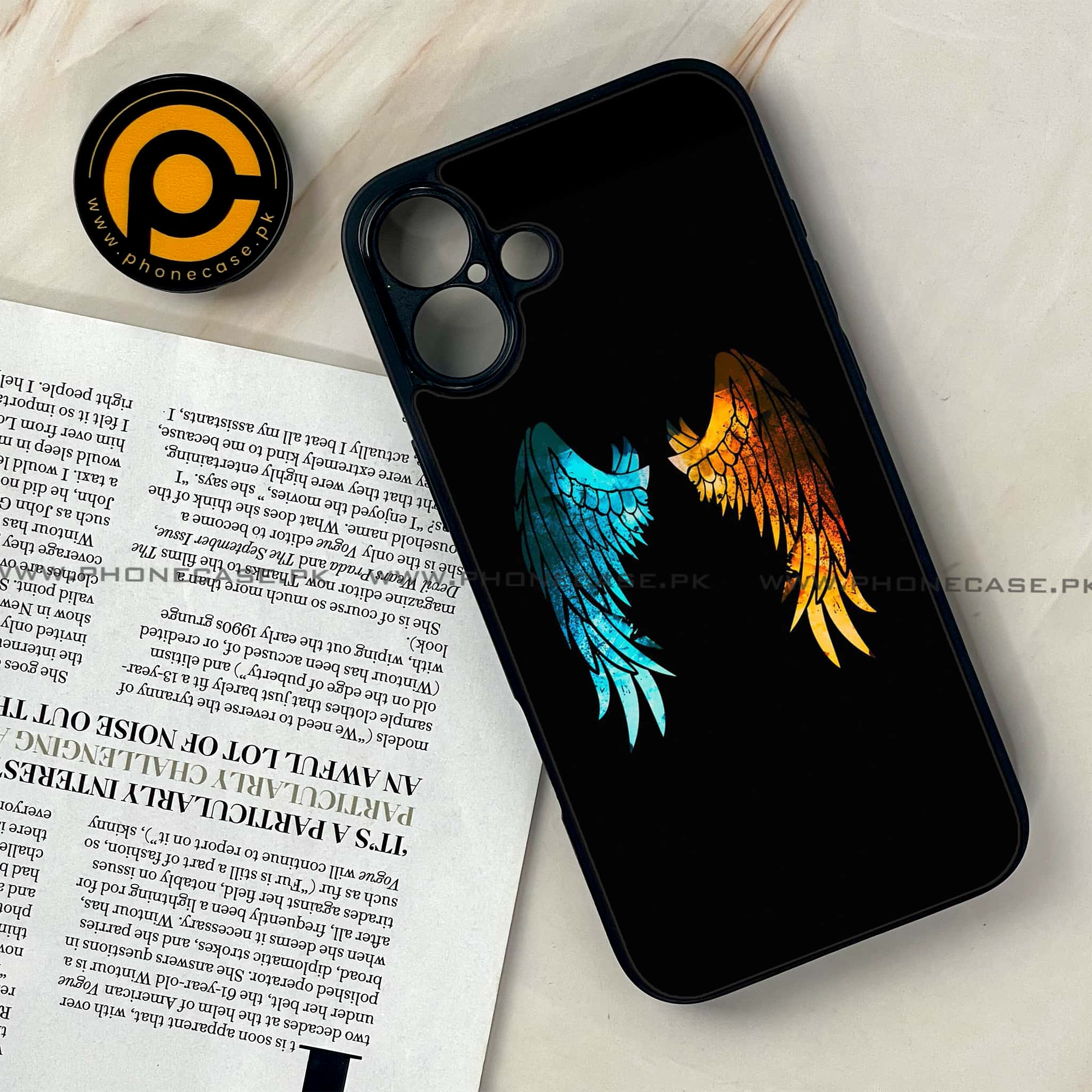 iPhone 16 - Angel Wings 2.0 Series - Premium Printed Glass soft Bumper shock Proof Case