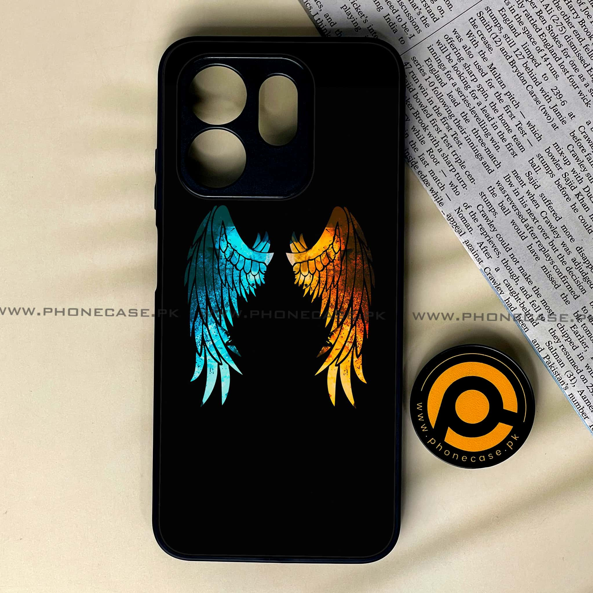 Infinix Hot 50i - Angel Wings 2.0 Series - Premium Printed Glass soft Bumper shock Proof Case