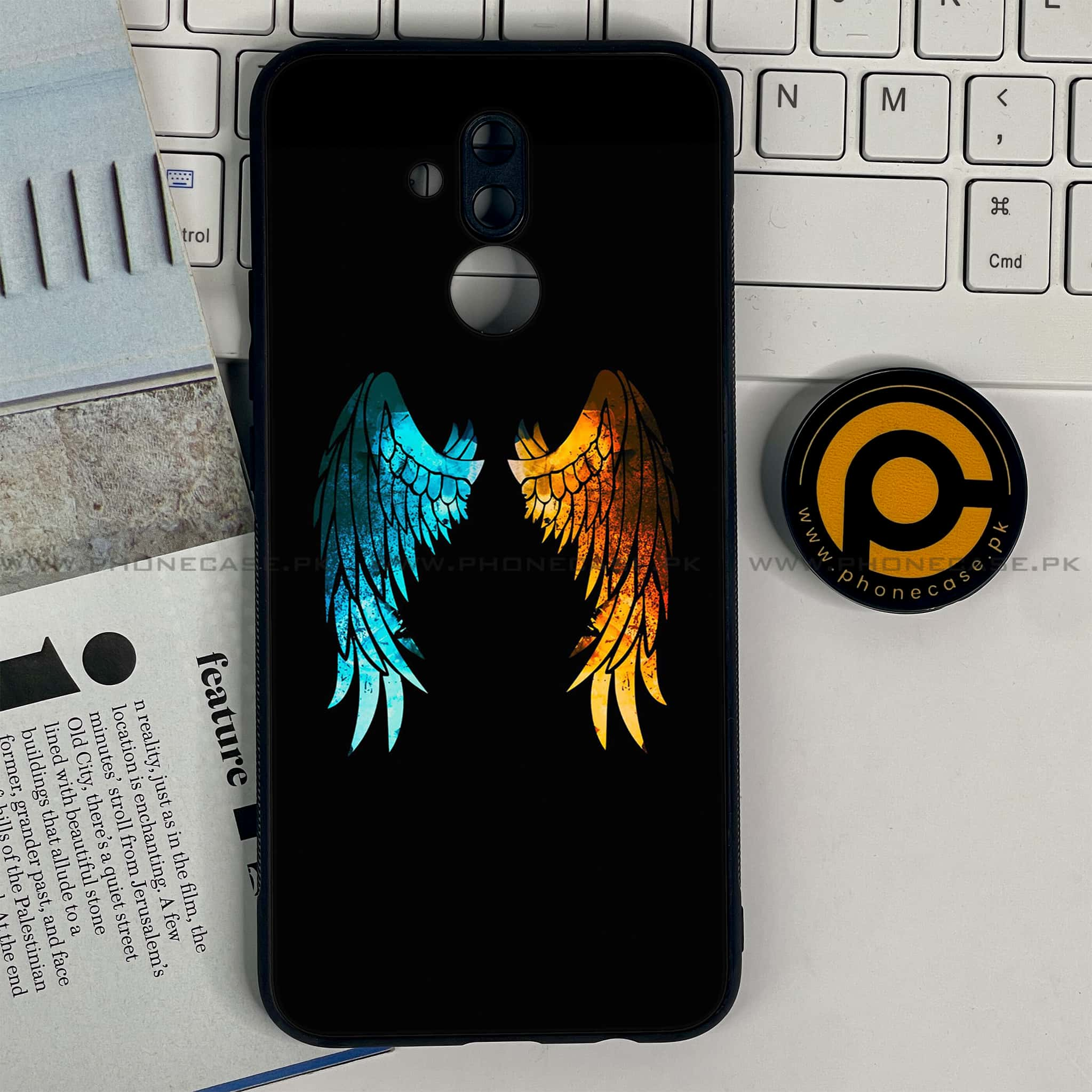 Huawei Mate 20 Lite - Angel Wings 2.0 Series - Premium Printed Glass soft Bumper shock Proof Case