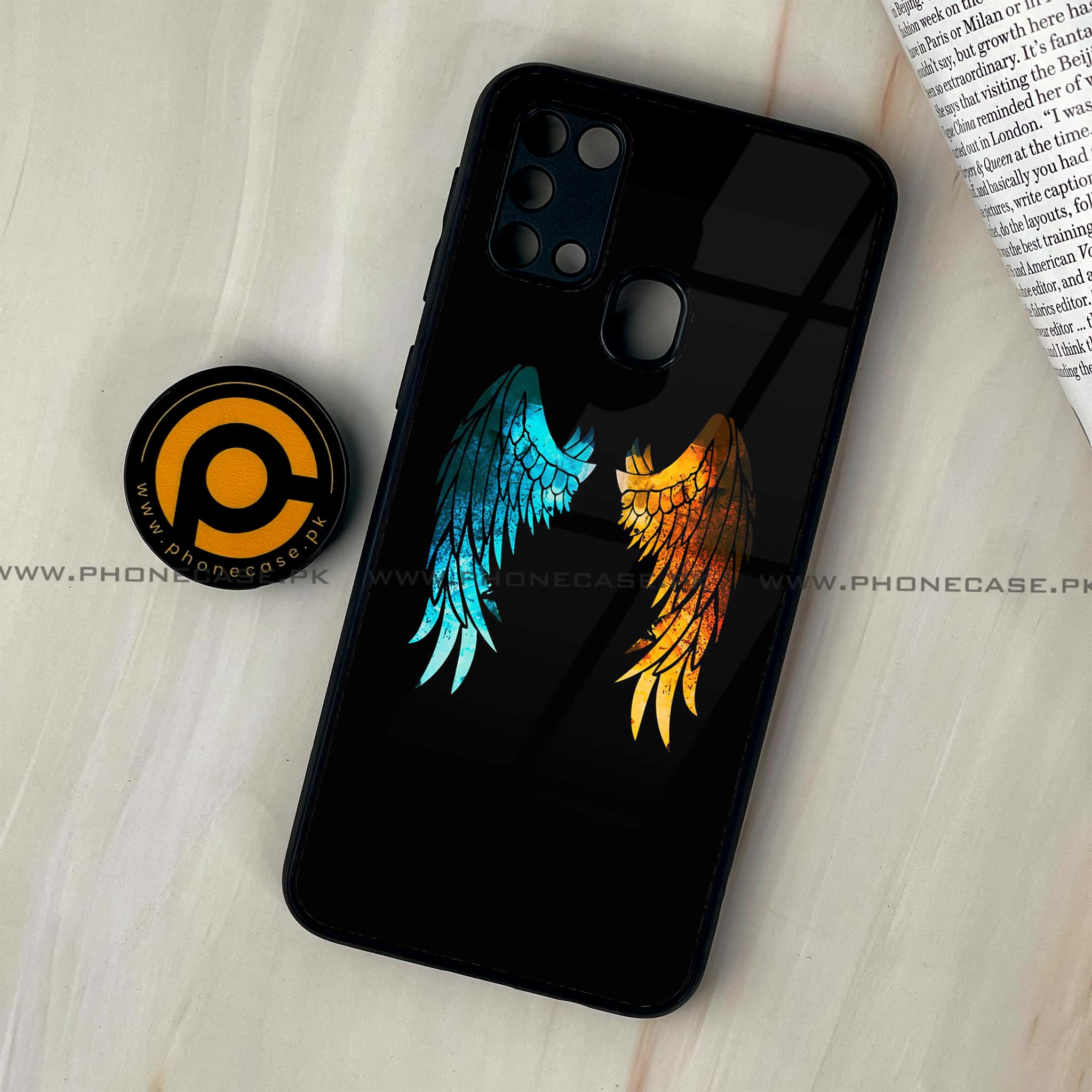 Galaxy M31 - Angel Wings 2.0 Series - Premium Printed Glass soft Bumper shock Proof Case