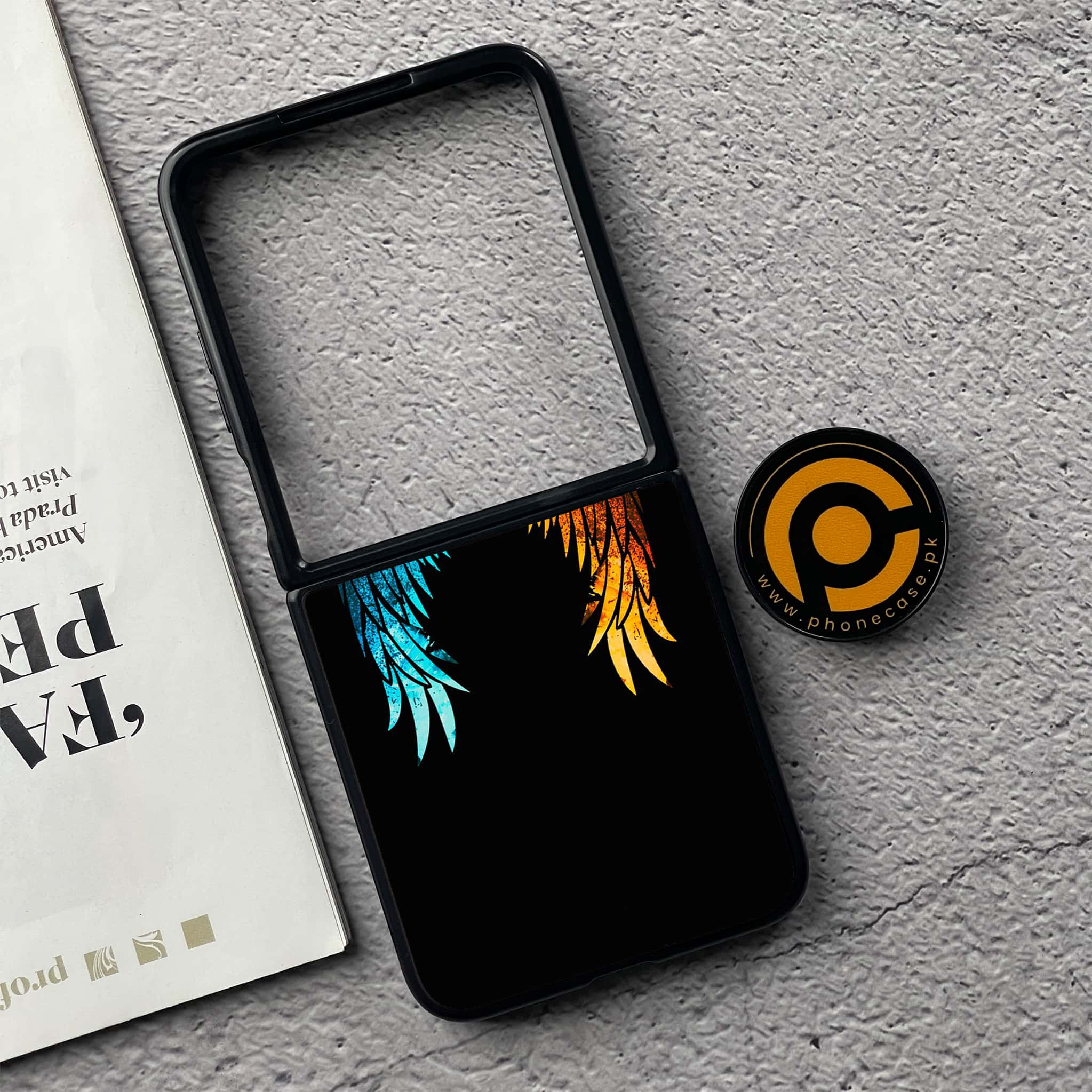 Xiaomi Mix Flip - Angel Wings 2.0 Series - Premium Printed Glass soft Bumper shock Proof Case