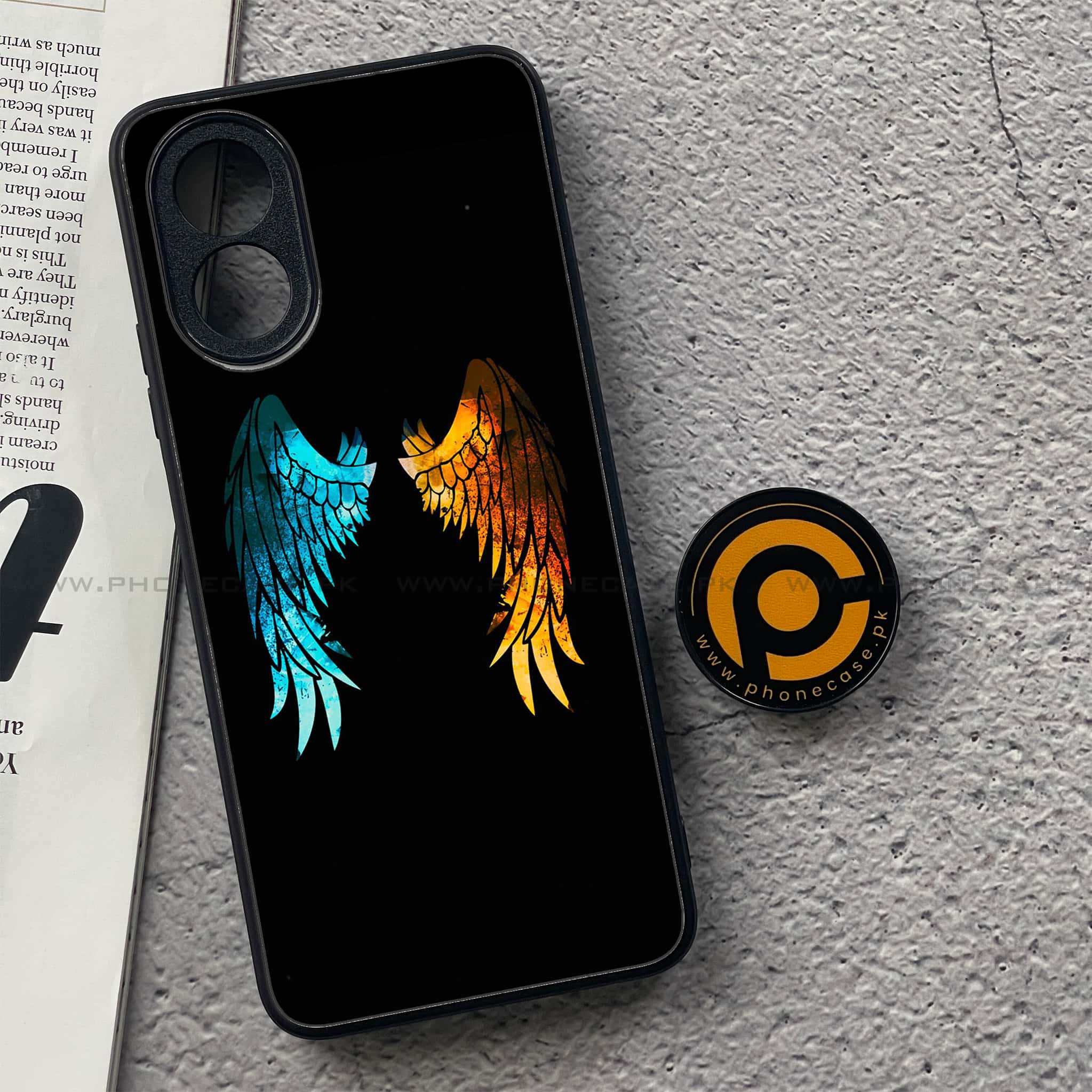 Oppo A18 4G - Angel Wings 2.0 Series - Premium Printed Glass soft Bumper shock Proof Case