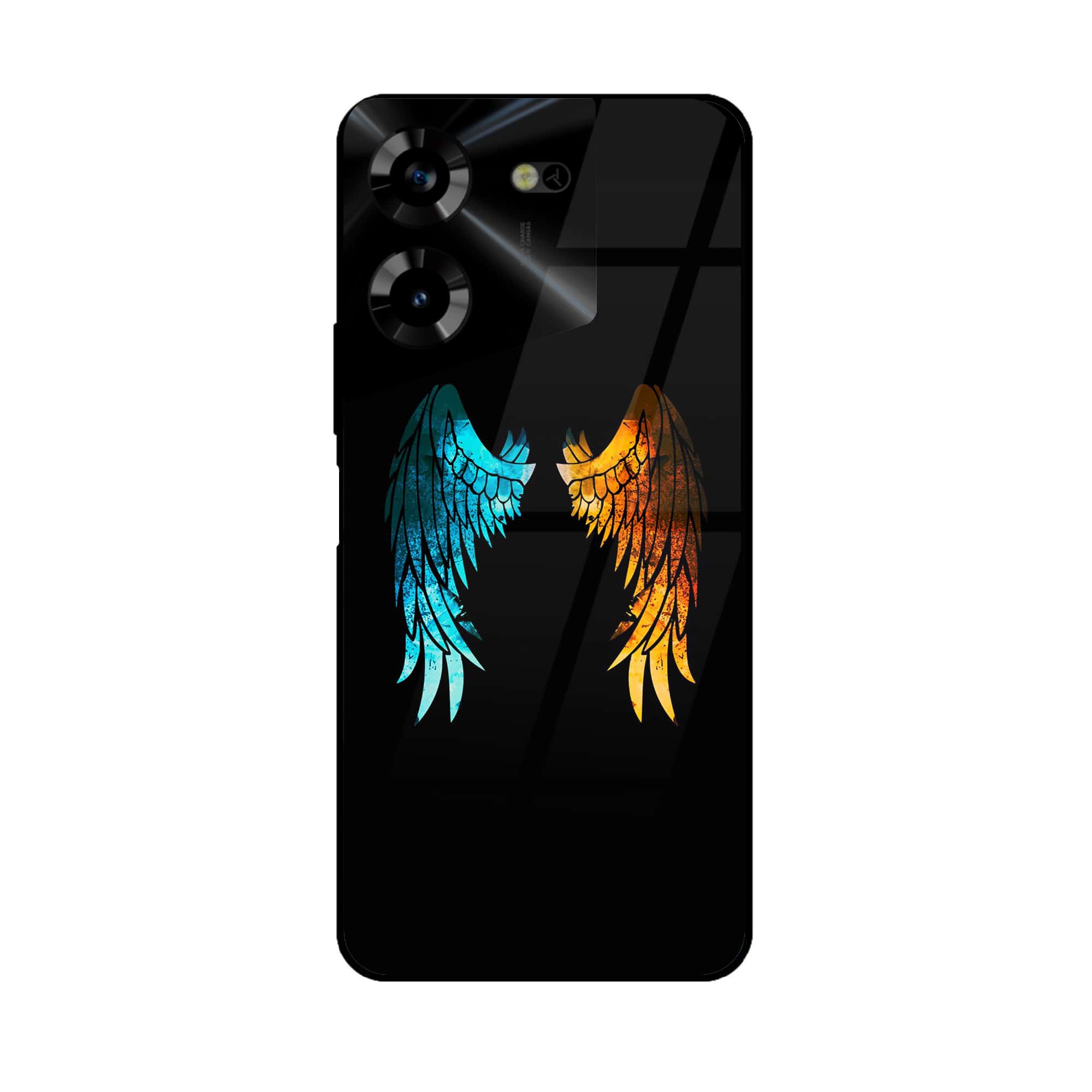 Tecno Pova 5 Pro - Angel wings 2.0 Series - Premium Printed Glass soft Bumper shock Proof Case