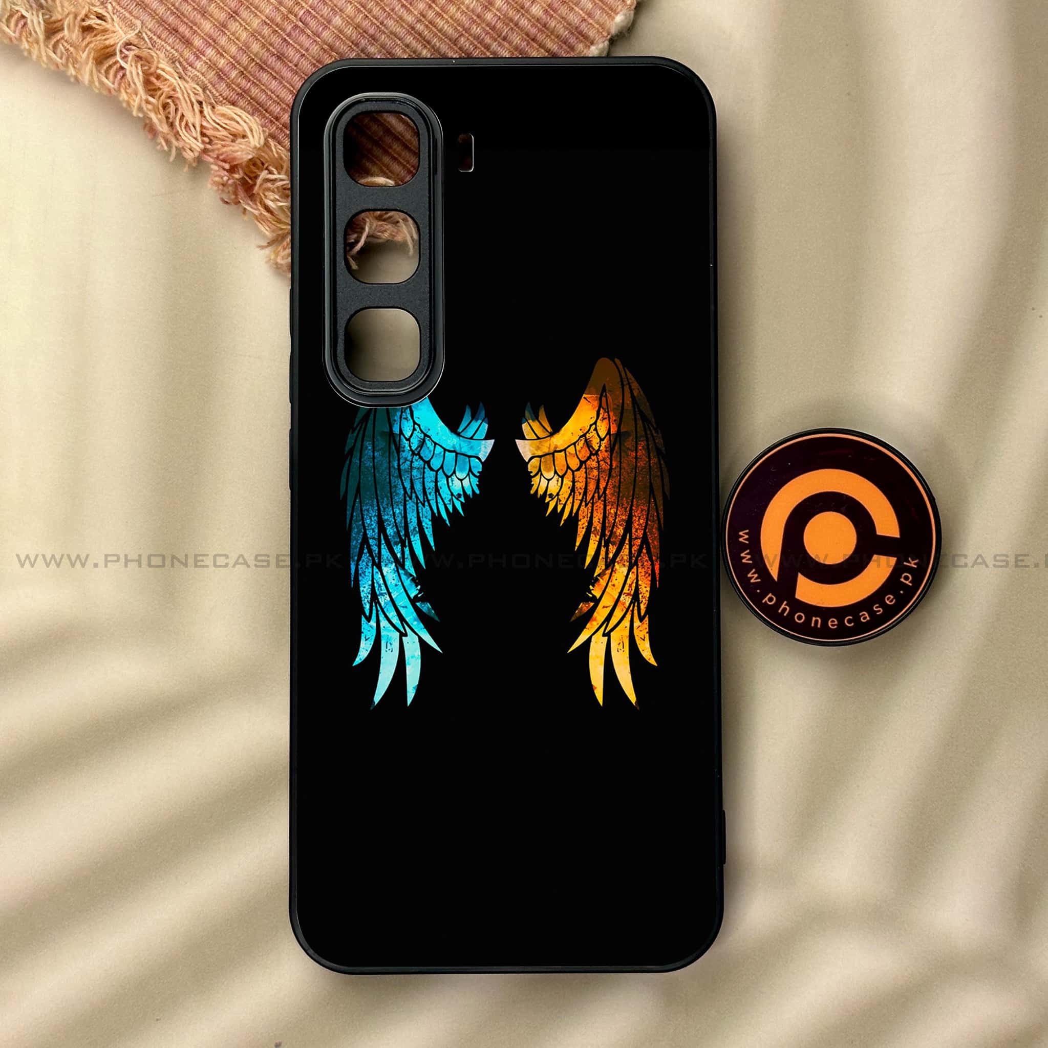 Infinix Hot 60 Pro - Angel Wings 2.0 Series - Premium Metal Printed soft Bumper shock Proof Case