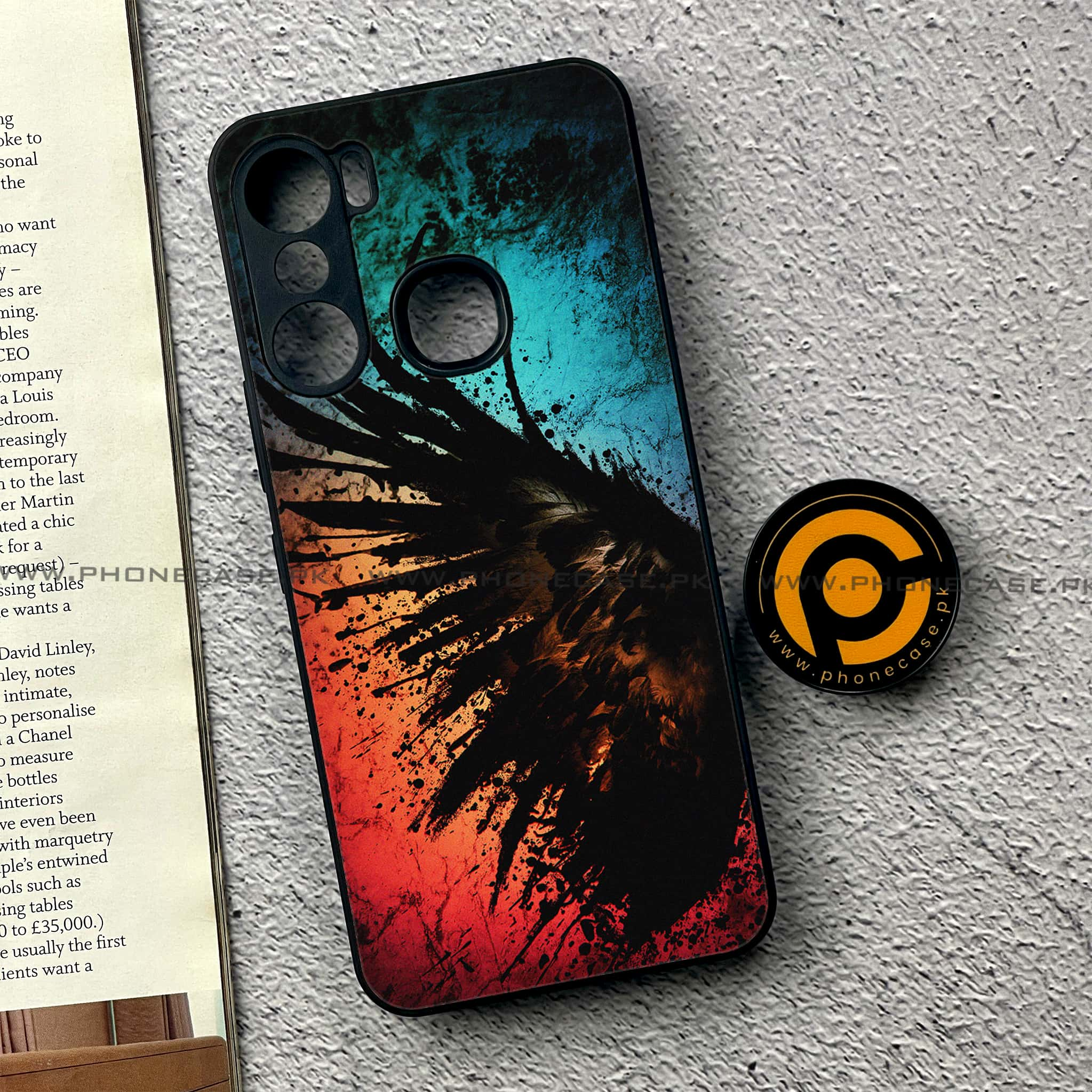 Infinix Hot 12 Pro - Angel Wings 2.0 Series - Premium Printed Glass soft Bumper shock Proof Case