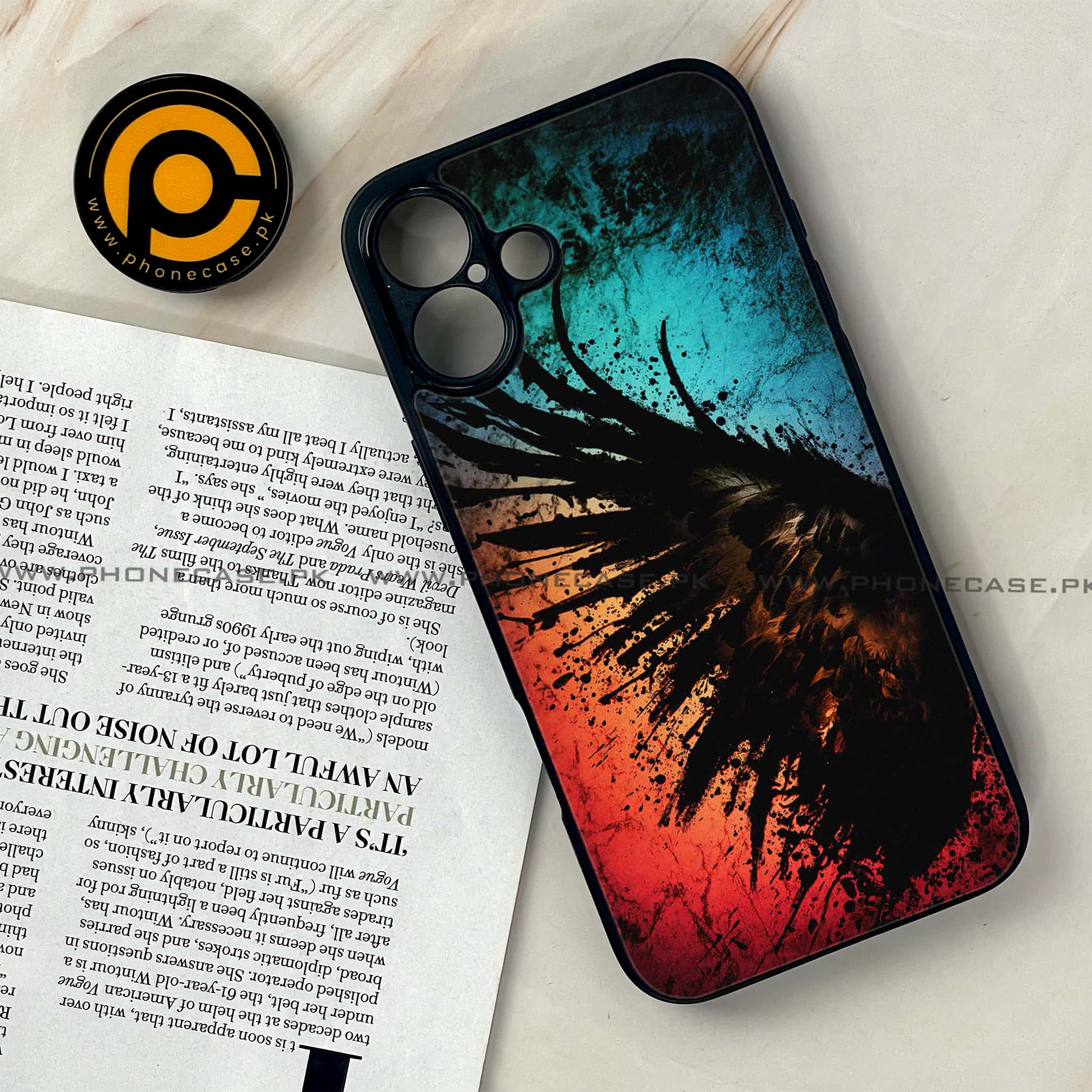 iPhone 16 - Angel Wings 2.0 Series - Premium Printed Glass soft Bumper shock Proof Case