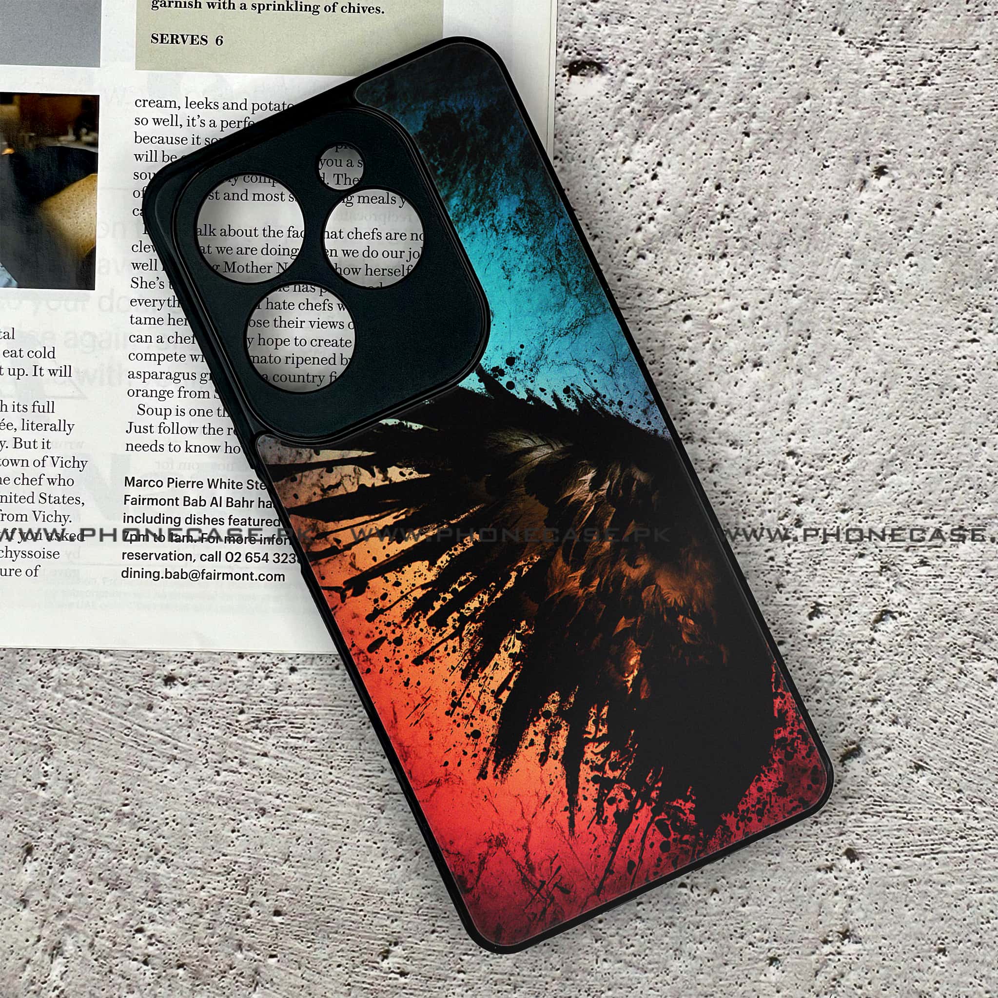 Infinix Hot 40 - Angel Wings 2.0 Series - Premium Printed Glass soft Bumper shock Proof Case