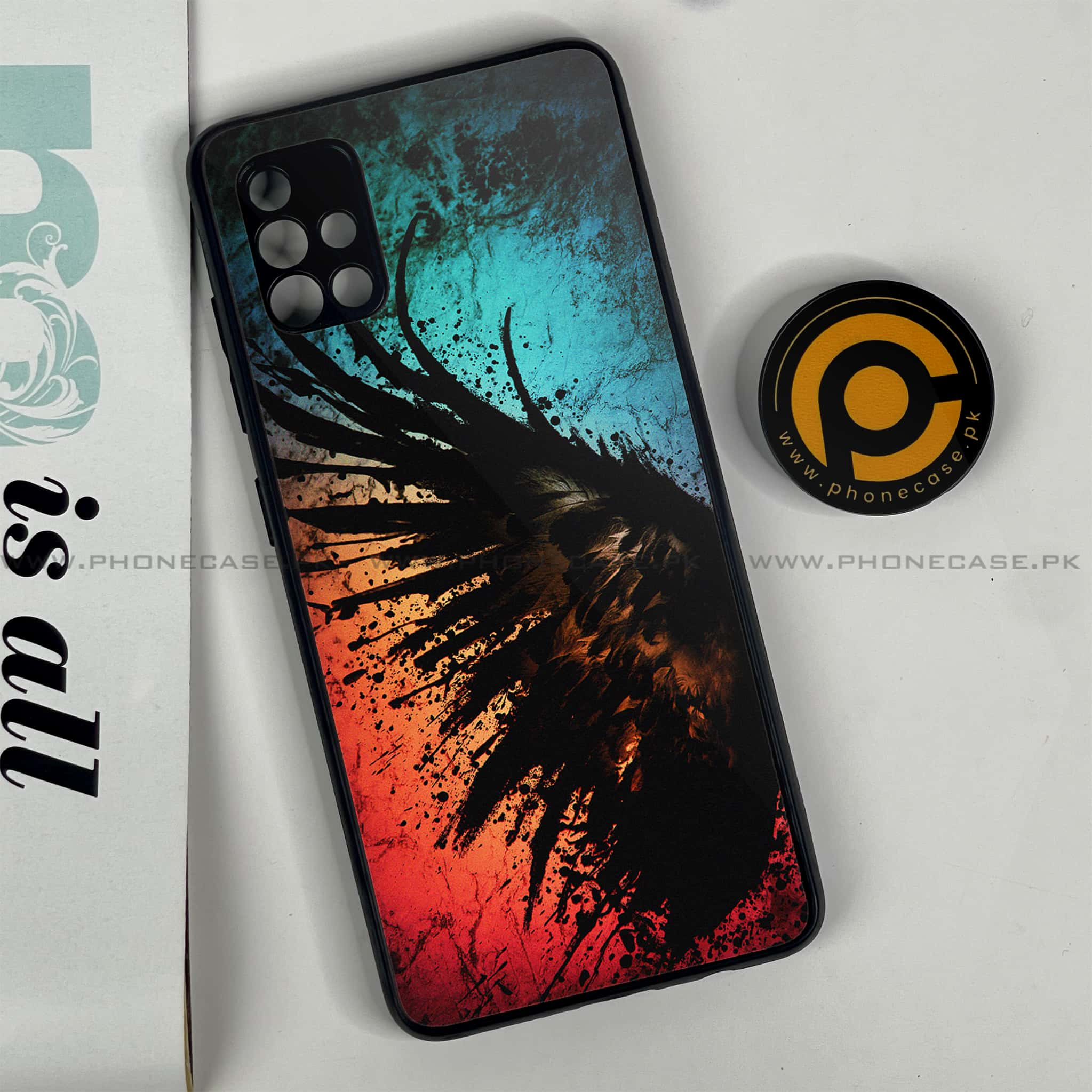 Samsung Galaxy A51 Angel Wings 2.0  Series Premium Printed Glass soft Bumper shock Proof Case