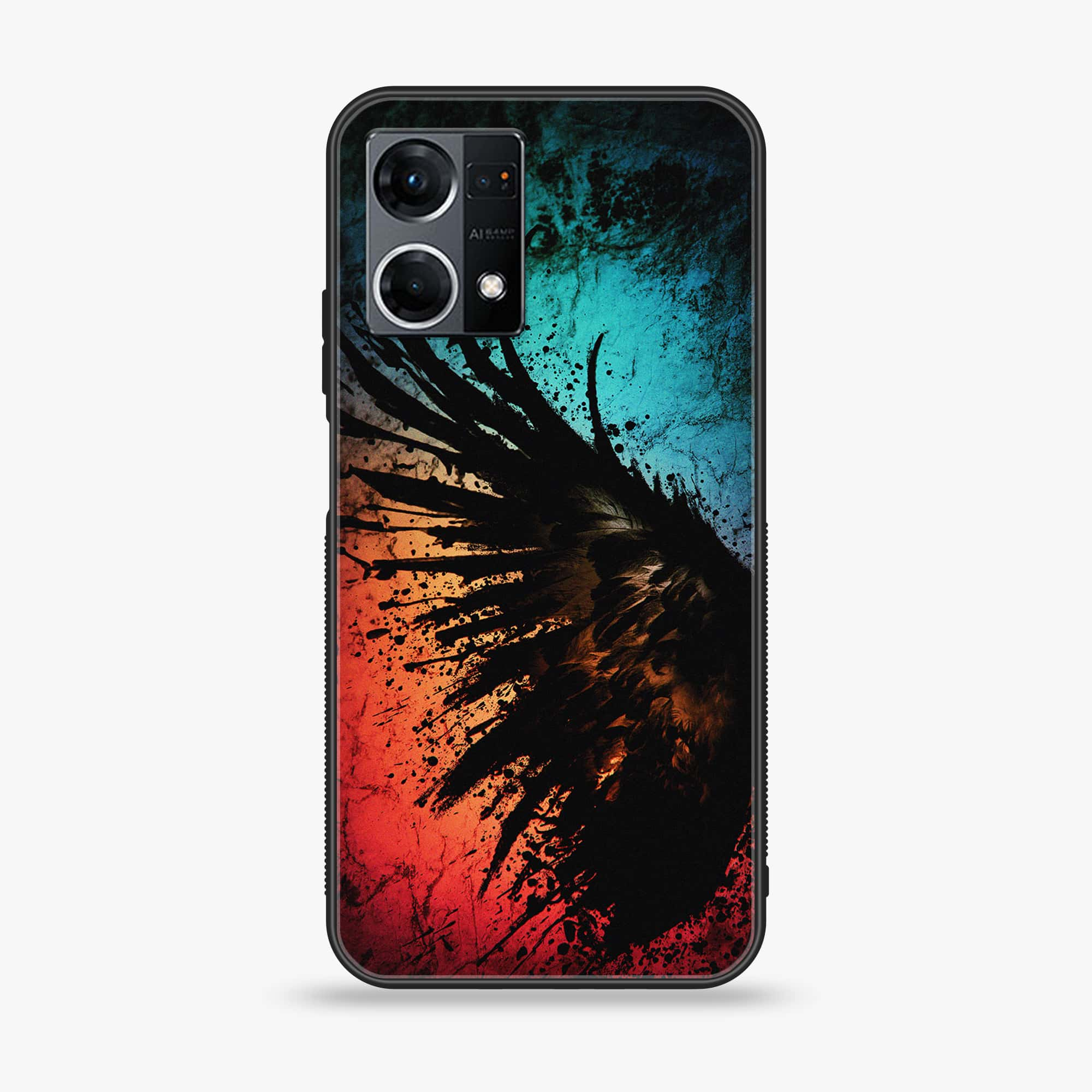 Oppo Reno 7 - Angel Wings 2.0 Series - Premium Printed Glass soft Bumper shock Proof Case