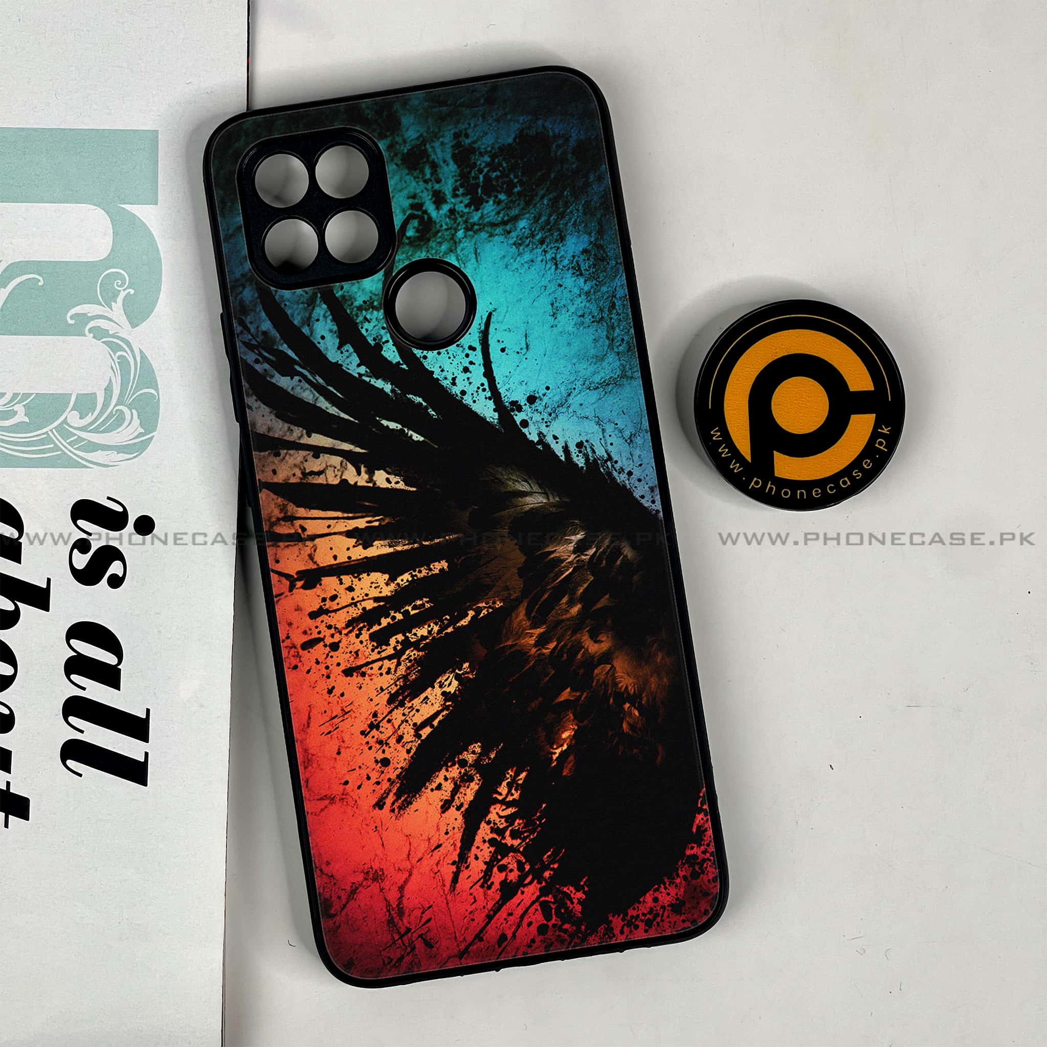 Oppo A15s - Angel Wings 2.0 Series - Premium Printed Glass soft Bumper shock Proof Case