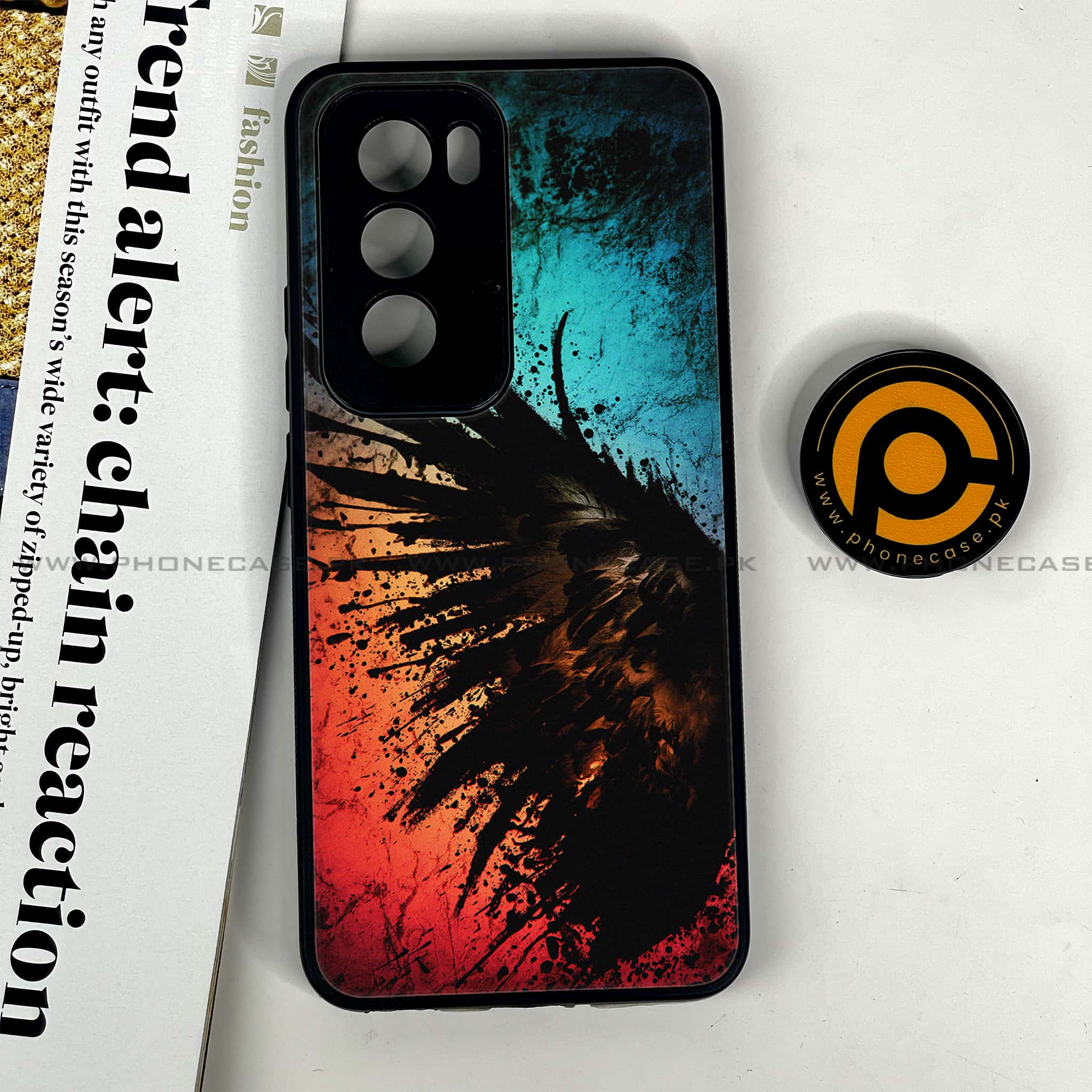 Oppo Reno 12 5G - Angel Wings 2.0 Series - Premium Printed Glass soft Bumper shock Proof Case