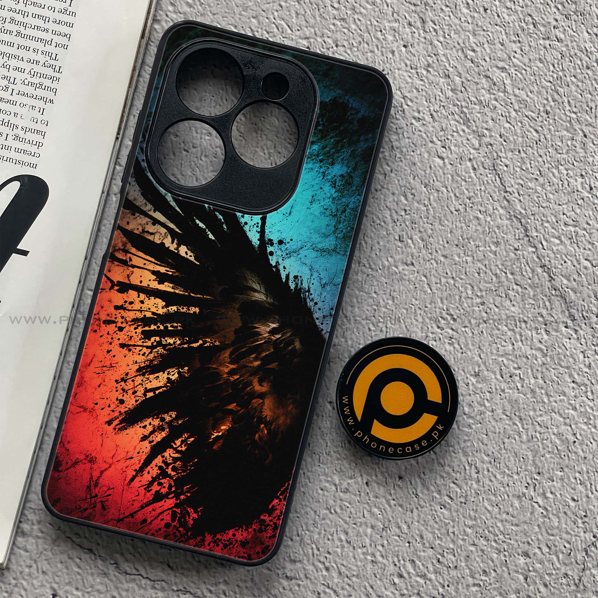 Tecno Spark 20C - Angel Wings 2.0 Series - Premium Printed Glass soft Bumper shock Proof Case