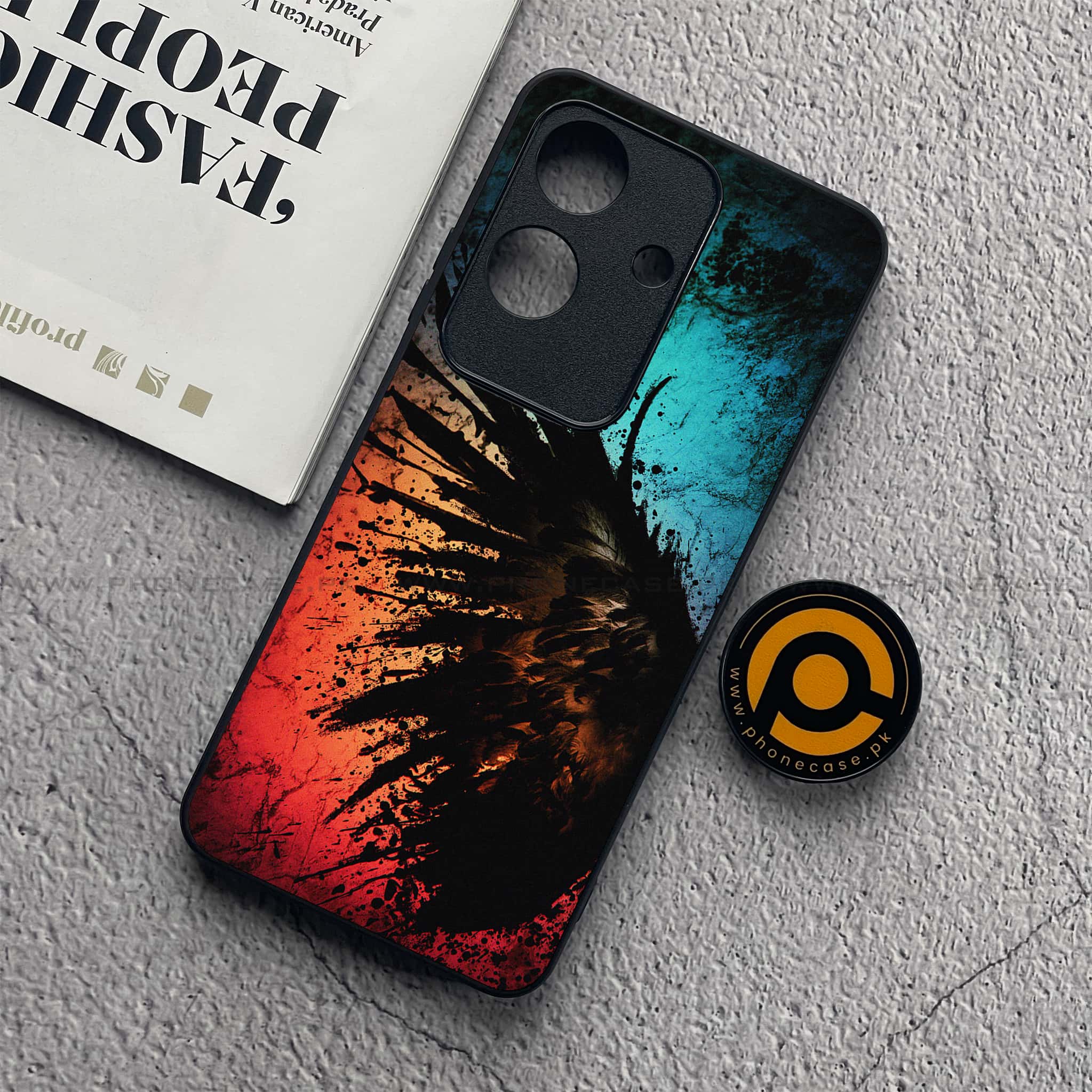 Realme Note 60x - Angel Wings 2.0 Series - Premium Printed Glass soft Bumper shock Proof Case