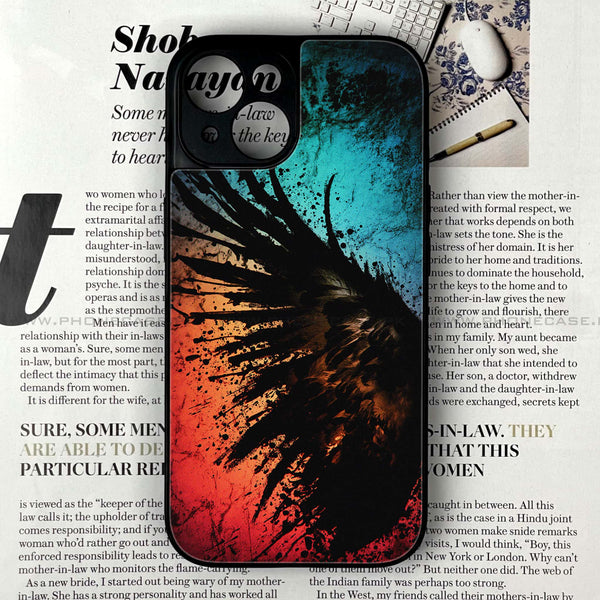 iPhone 14  - Angel Wings 2.0 Design 9 - Premium Printed Glass soft Bumper shock Proof Case CS-16356