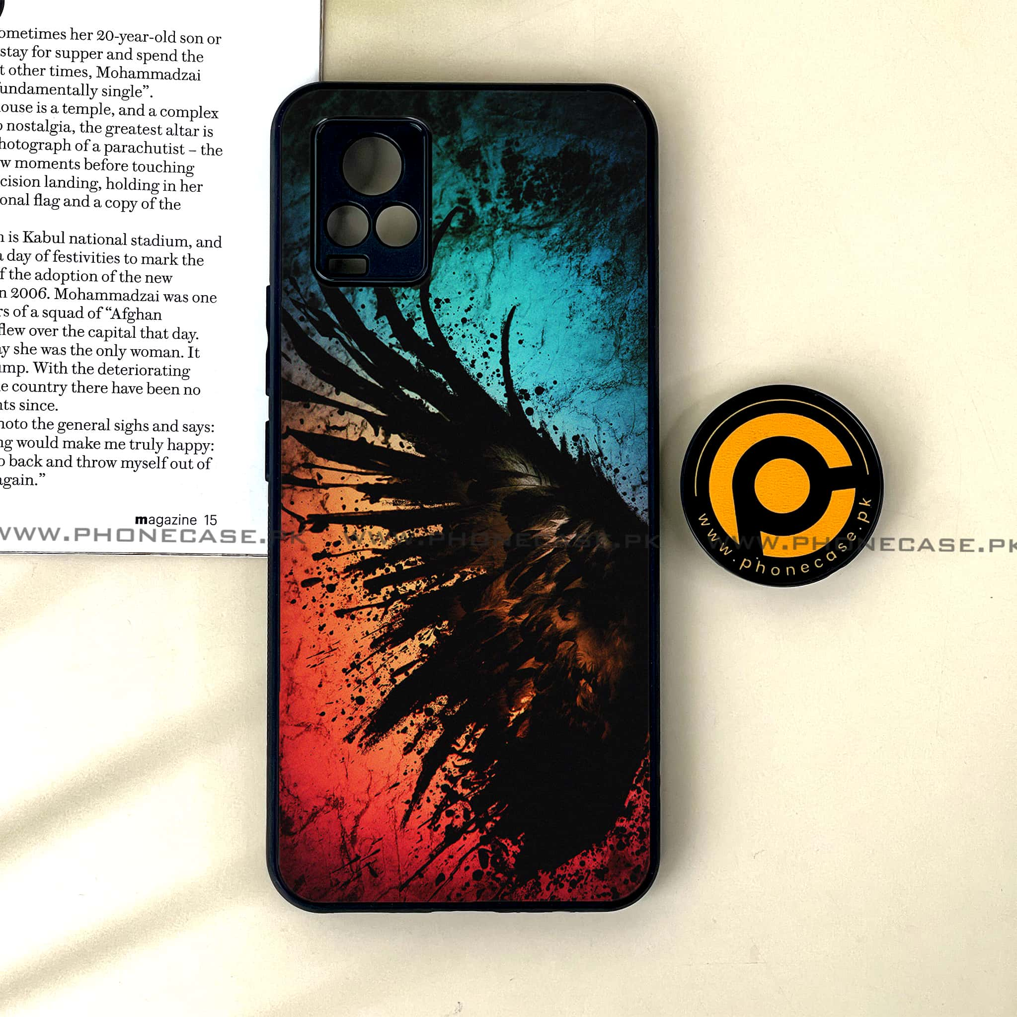 Vivo V20 - Angel Wings 2.0  Series - Premium Printed Glass soft Bumper shock Proof Case