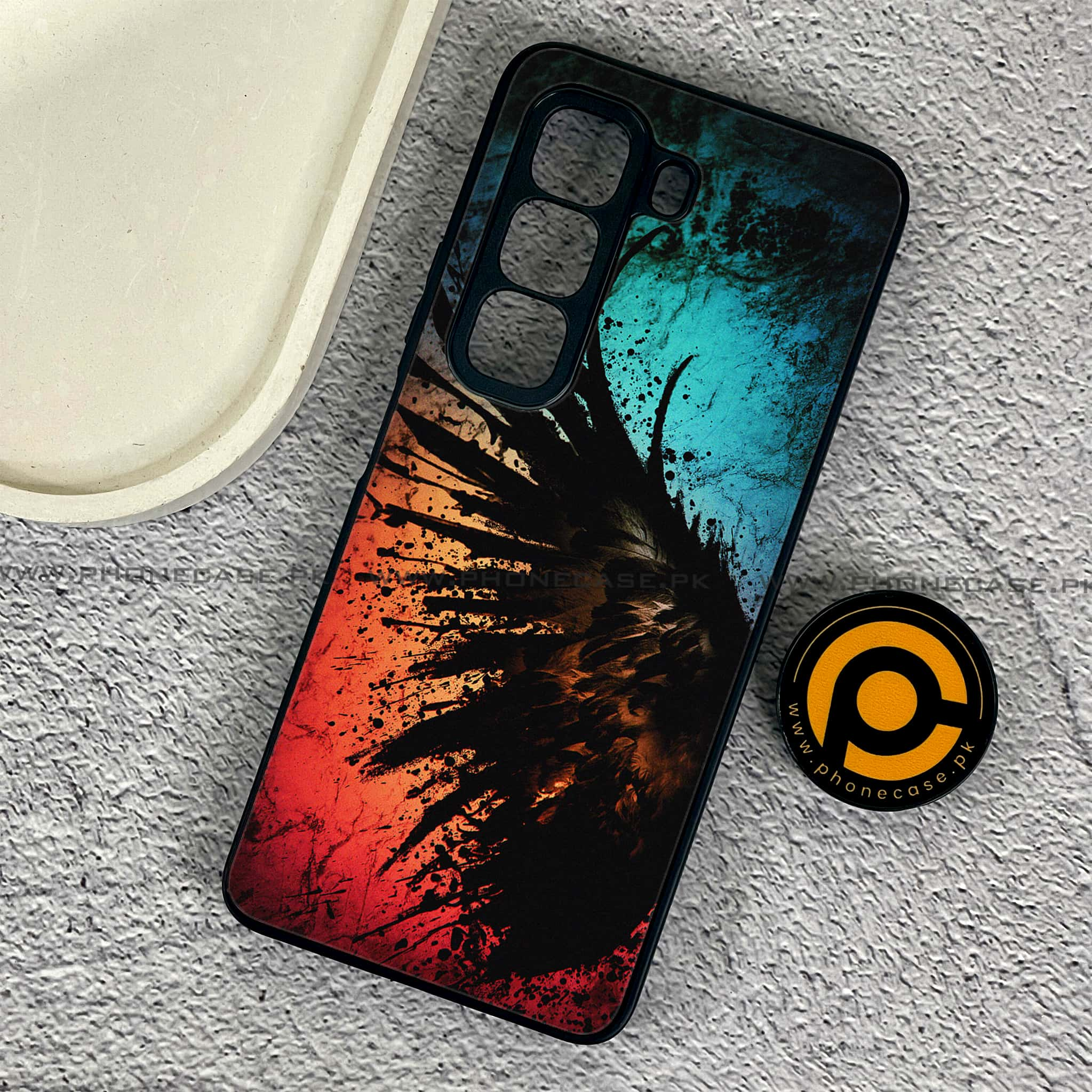 Infinix Hot 50 Pro - Angel Wings 2.0 Series - Premium Printed Glass soft Bumper shock Proof Case