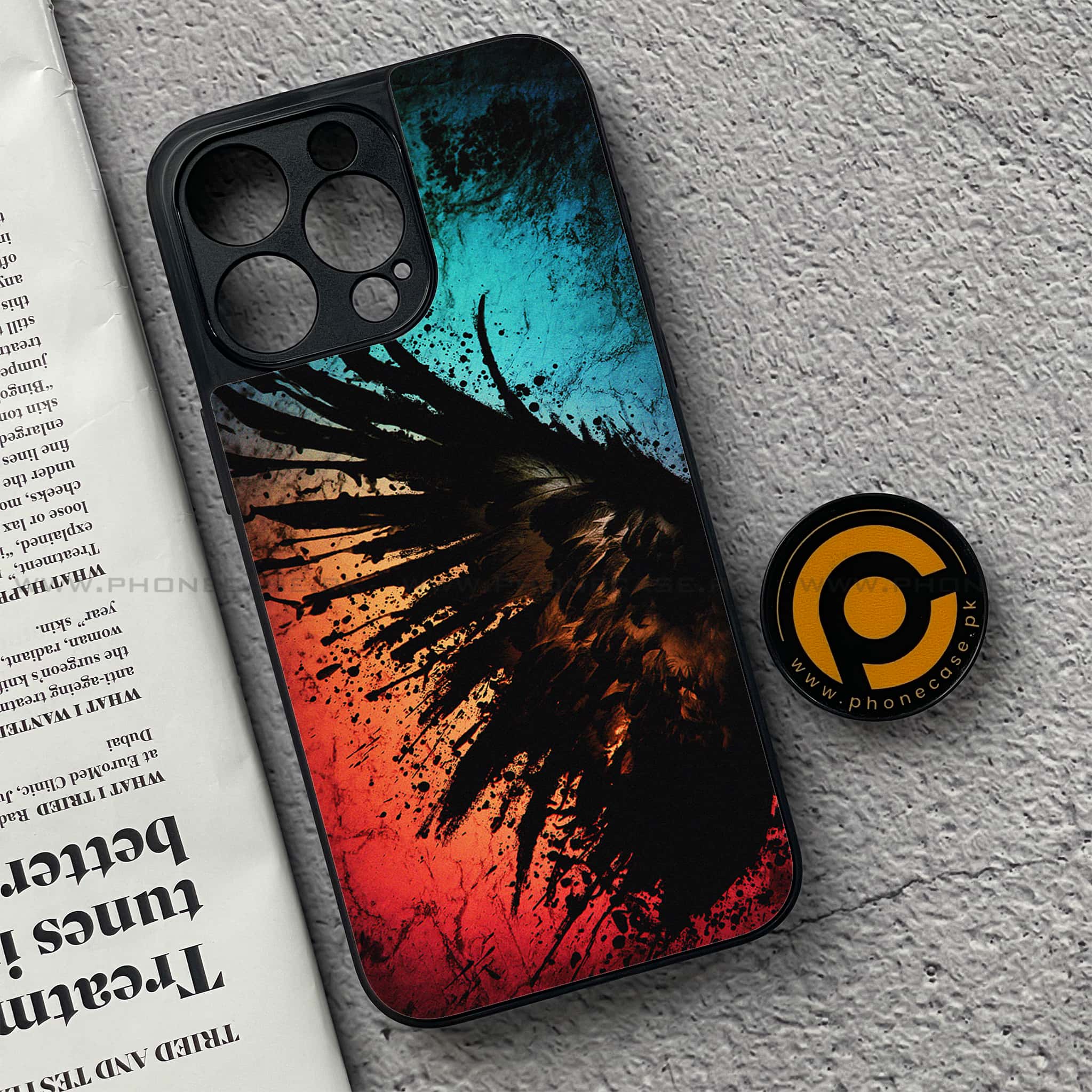 iPhone 15 Pro - Angel Wings 2.0 Series - Premium Printed Glass soft Bumper shock Proof Case