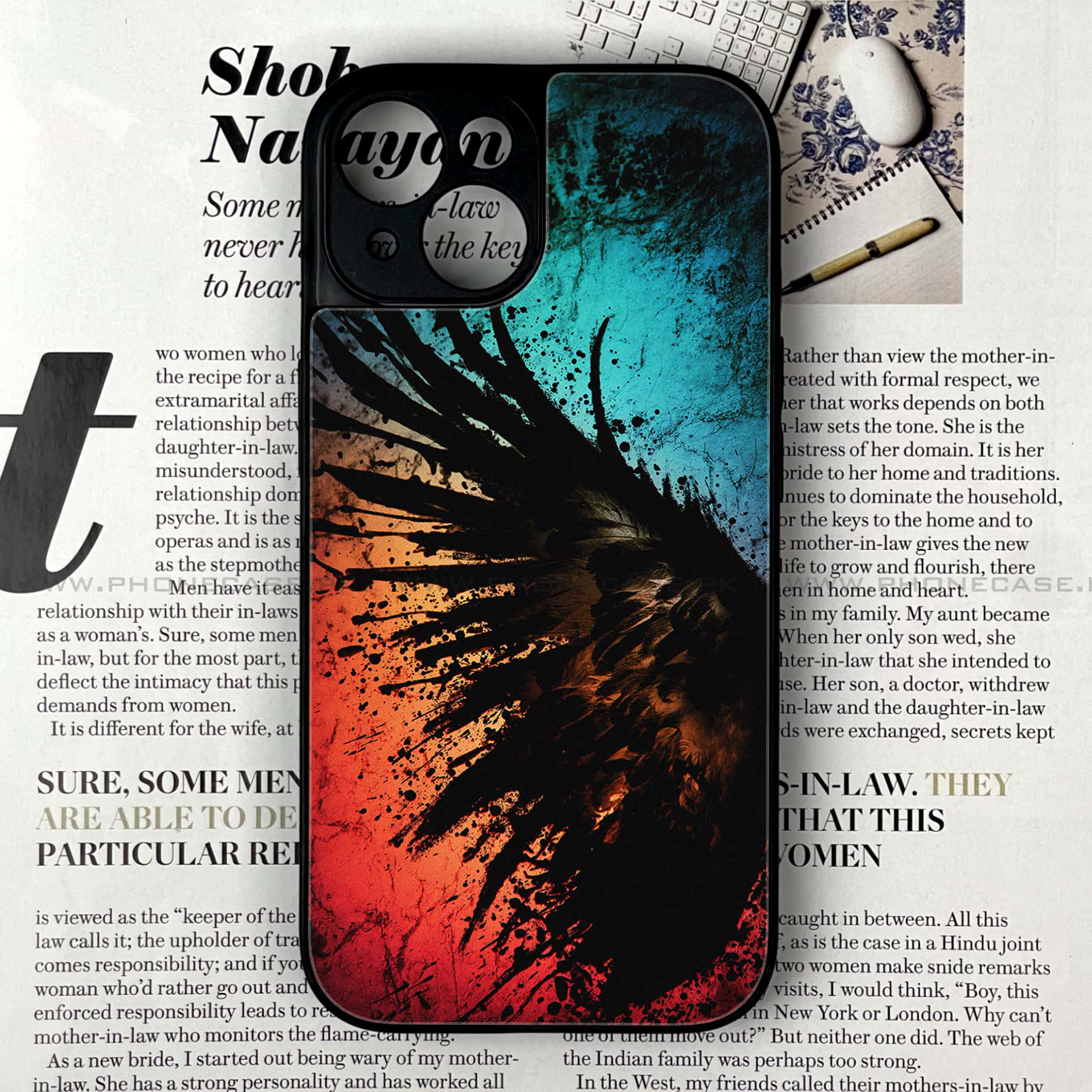 iPhone 15 - Angel Wings 2.0 Series - Premium Printed Glass soft Bumper shock Proof Case