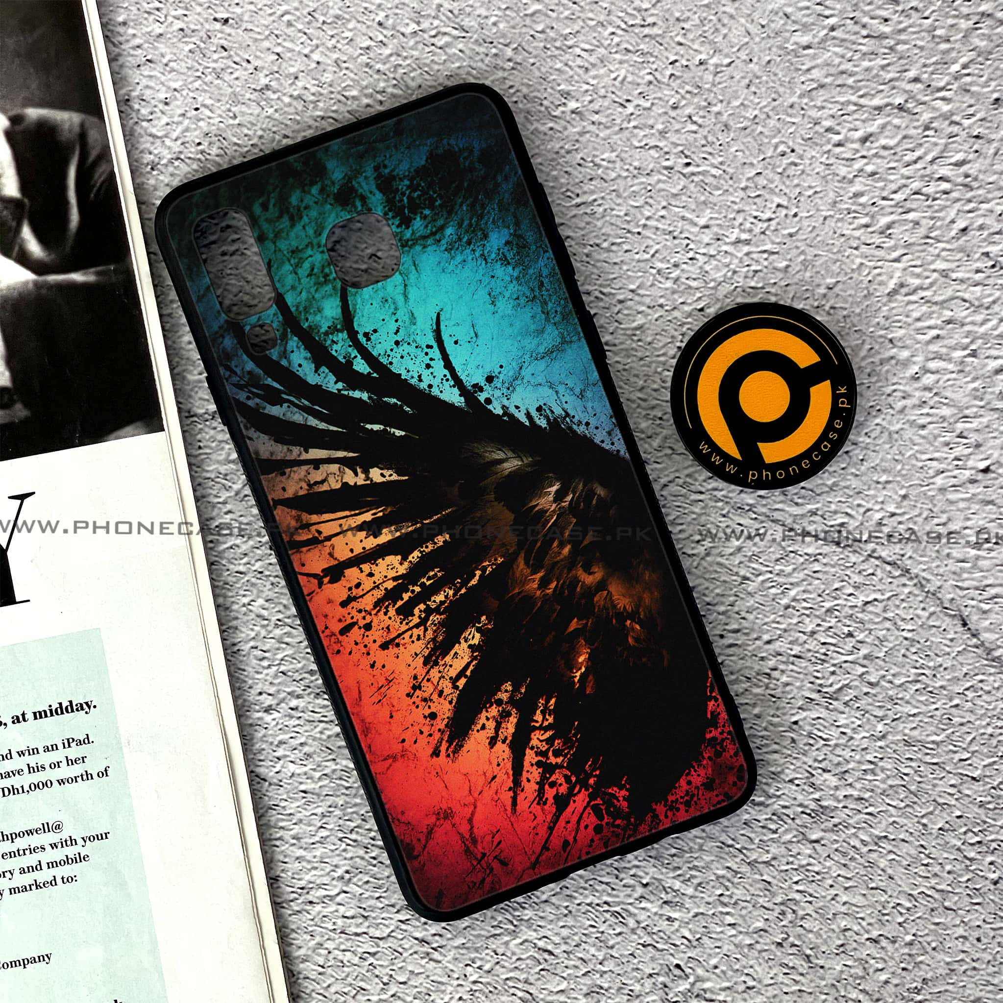 Samsung Galaxy A8 Star(A9 Star) - Angel Wings 2.0 Series - Premium Printed Glass soft Bumper shock Proof Case