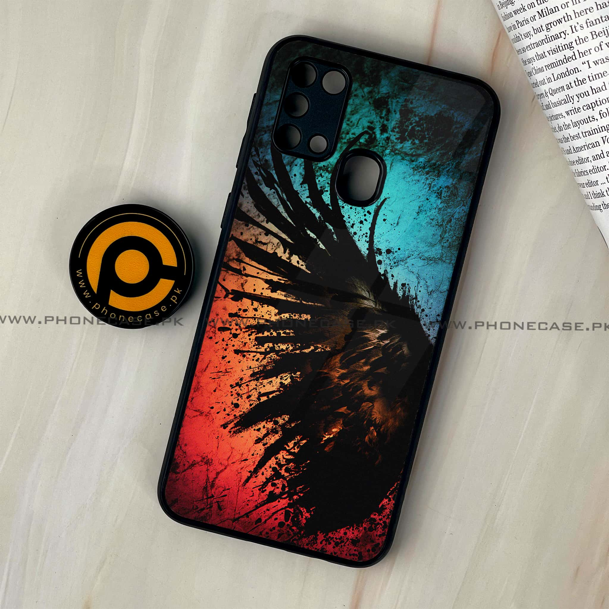 Galaxy M31 - Angel Wings 2.0 Series - Premium Printed Glass soft Bumper shock Proof Case