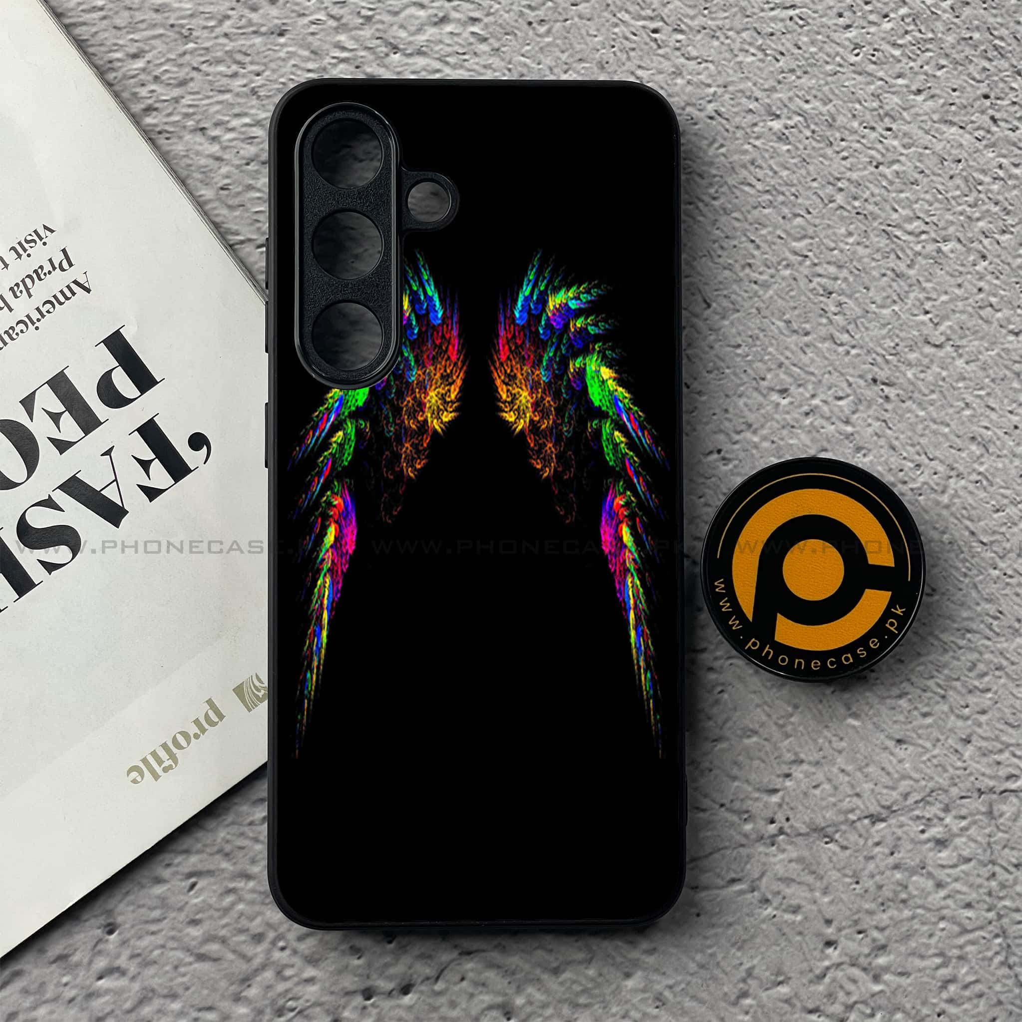 Samsung Galaxy S25 FE - Angel Wings Series - Premium Metal Printed soft Bumper shock Proof Case