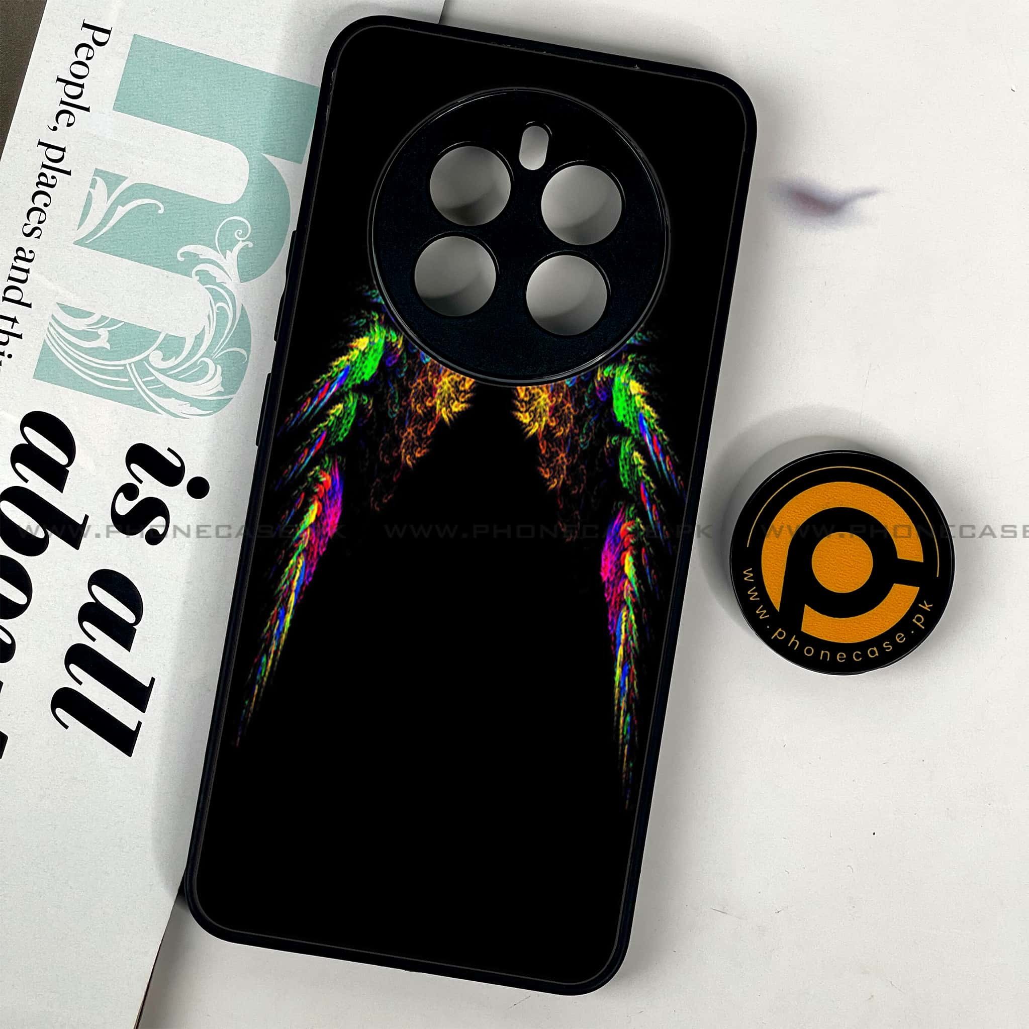 Realme 12 Plus 5G - Angel Wings Series - Premium Printed Glass soft Bumper shock Proof Case