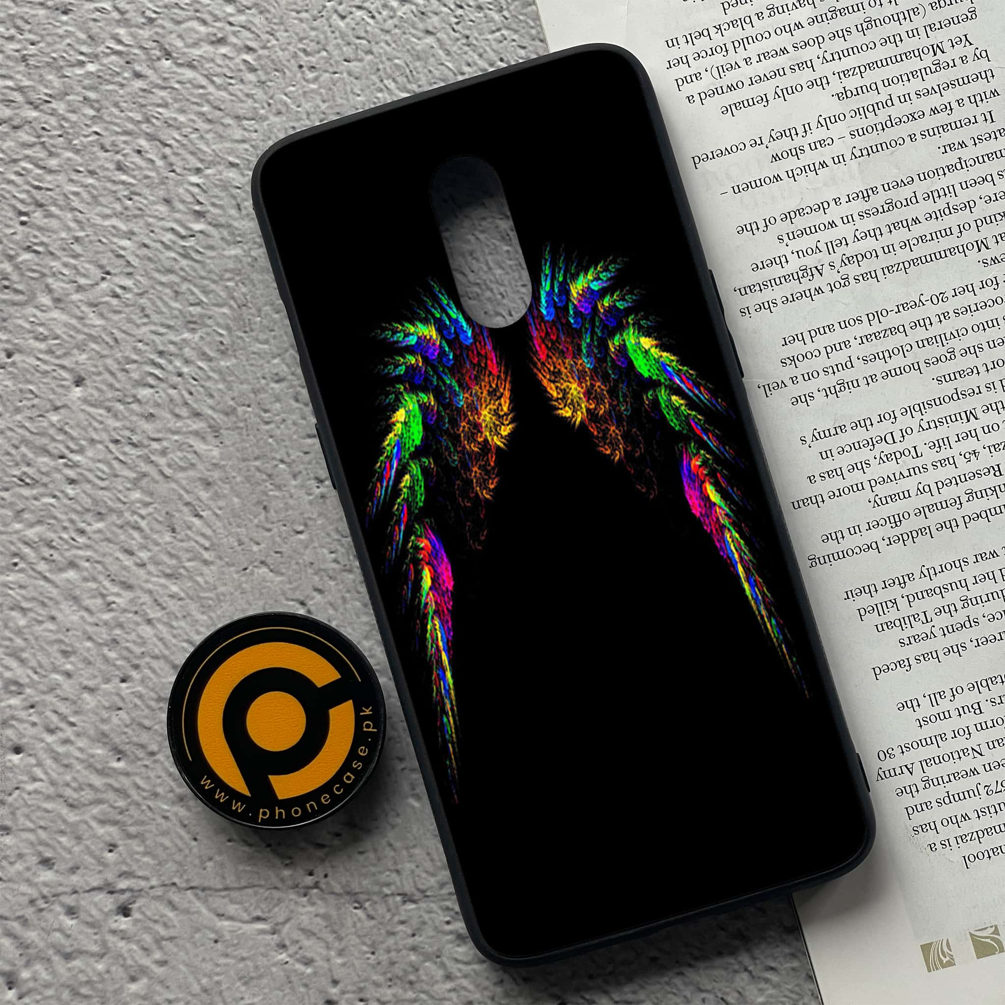 OnePlus 7 - Angel Wings Series - Premium Printed Glass soft Bumper shock Proof Case