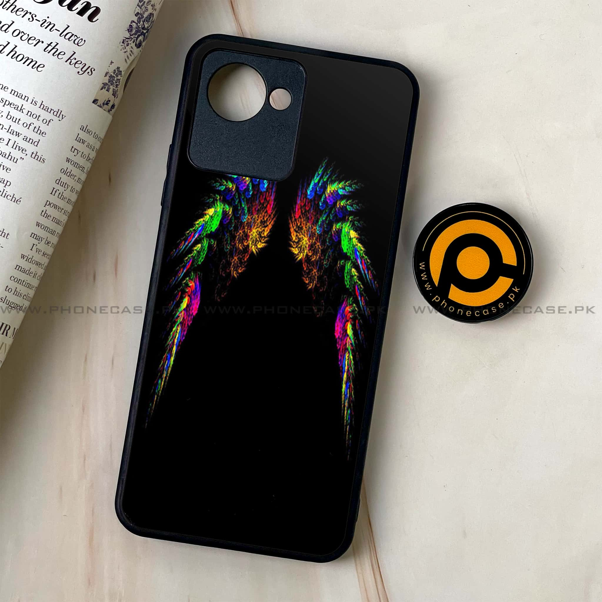 Realme C30 - Angel Wings Series - Premium Printed Glass soft Bumper shock Proof Case