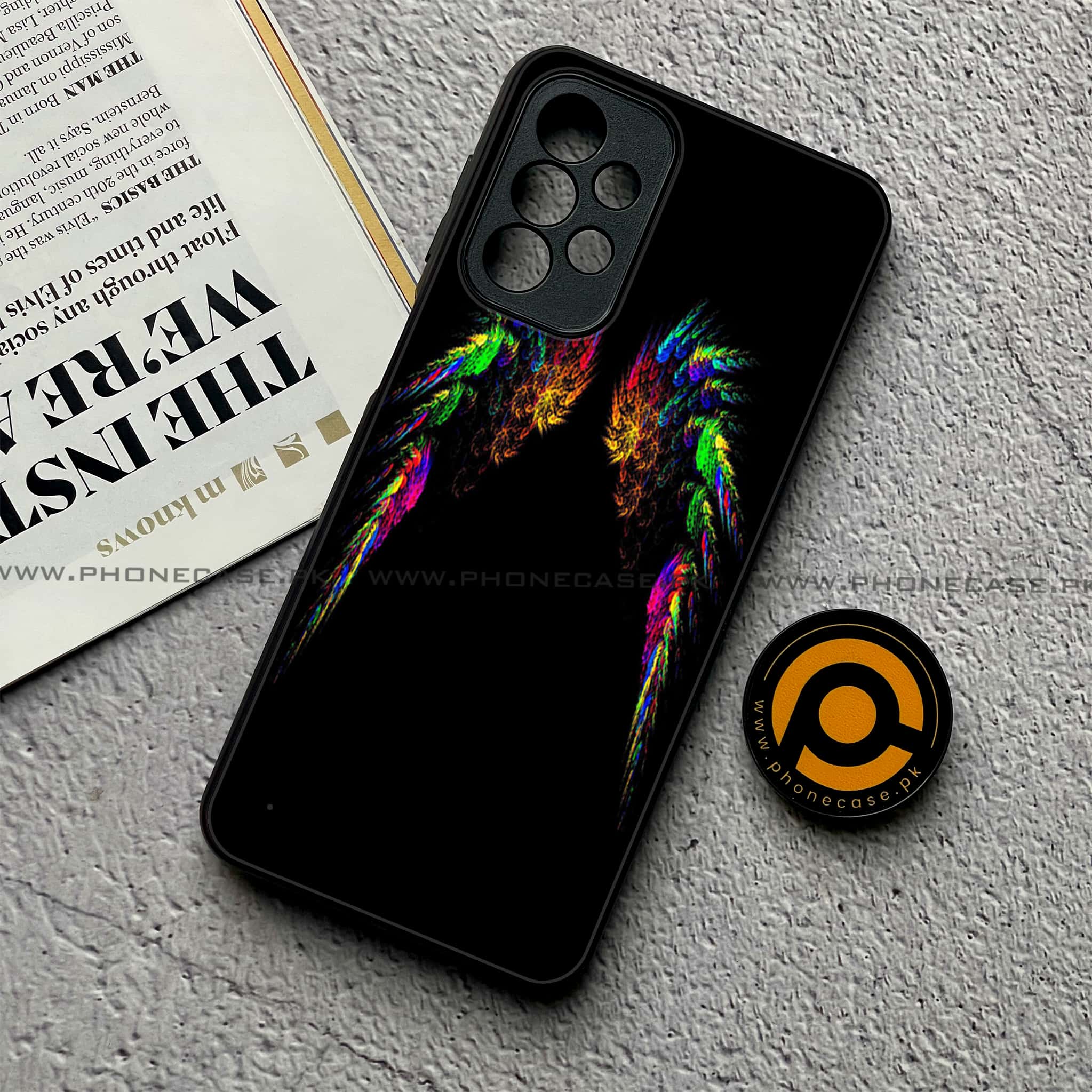 Samsung Galaxy A23- Angel Wing Series - Premium Printed Glass soft Bumper shock Proof Case