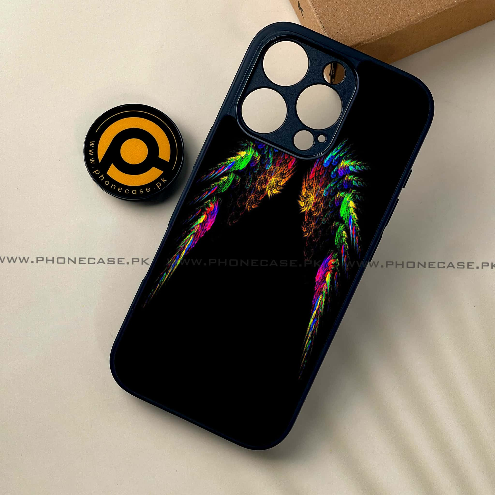 iPhone 16 Pro - Angel Wings Series - Premium Printed Glass soft Bumper shock Proof Case