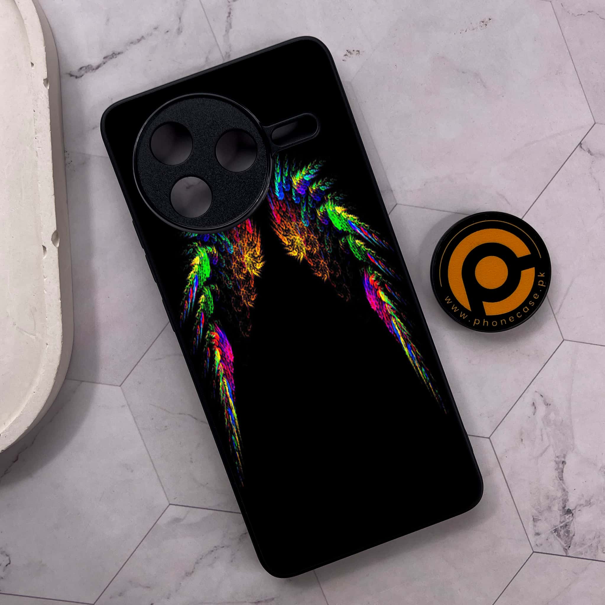 Xiaomi Poco F7 Pro 5G - Angel Wings Series - Premium Metal Printed soft Bumper shock Proof Case