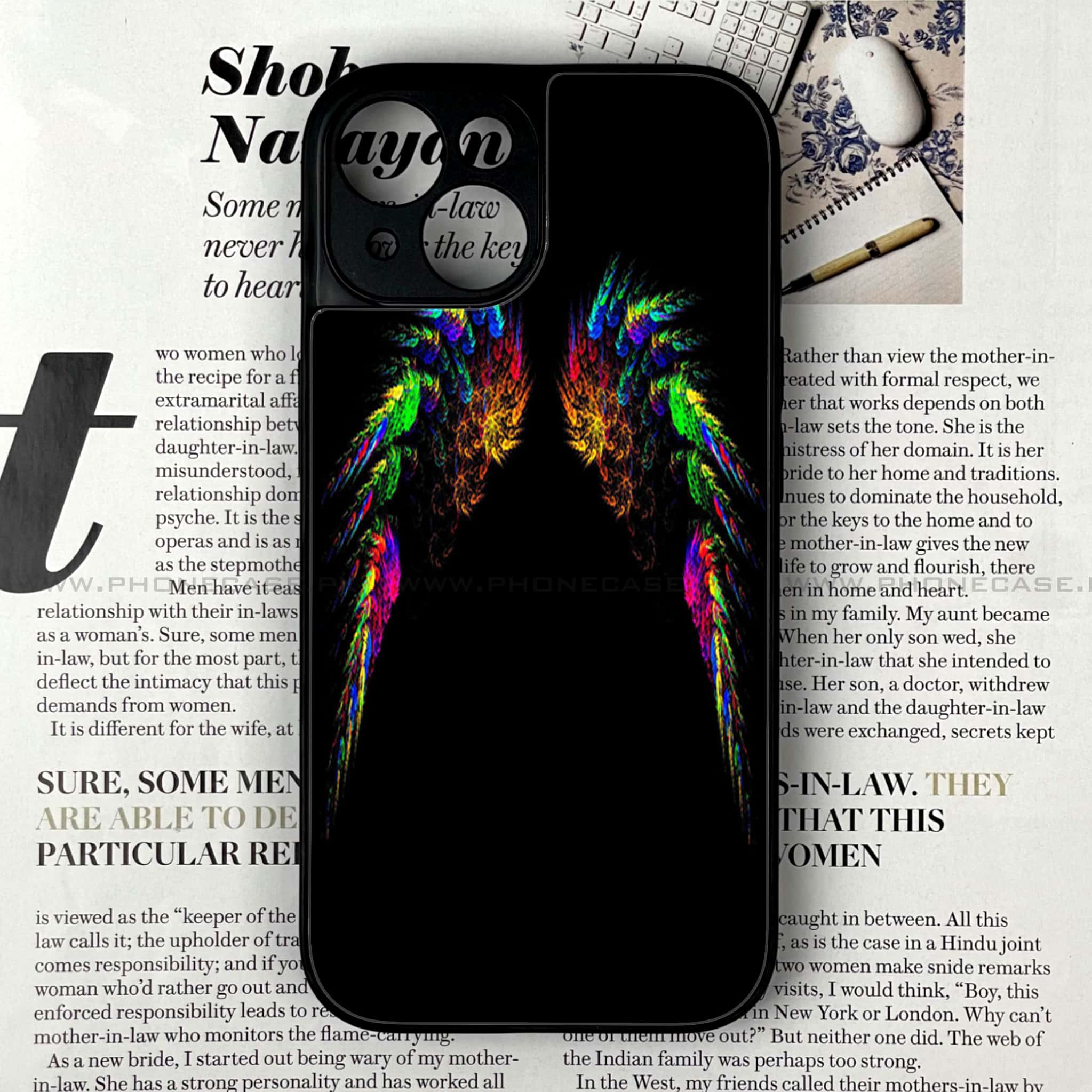 iPhone 13 - Angel Wings Series - Premium Printed Glass soft Bumper shock Proof Case