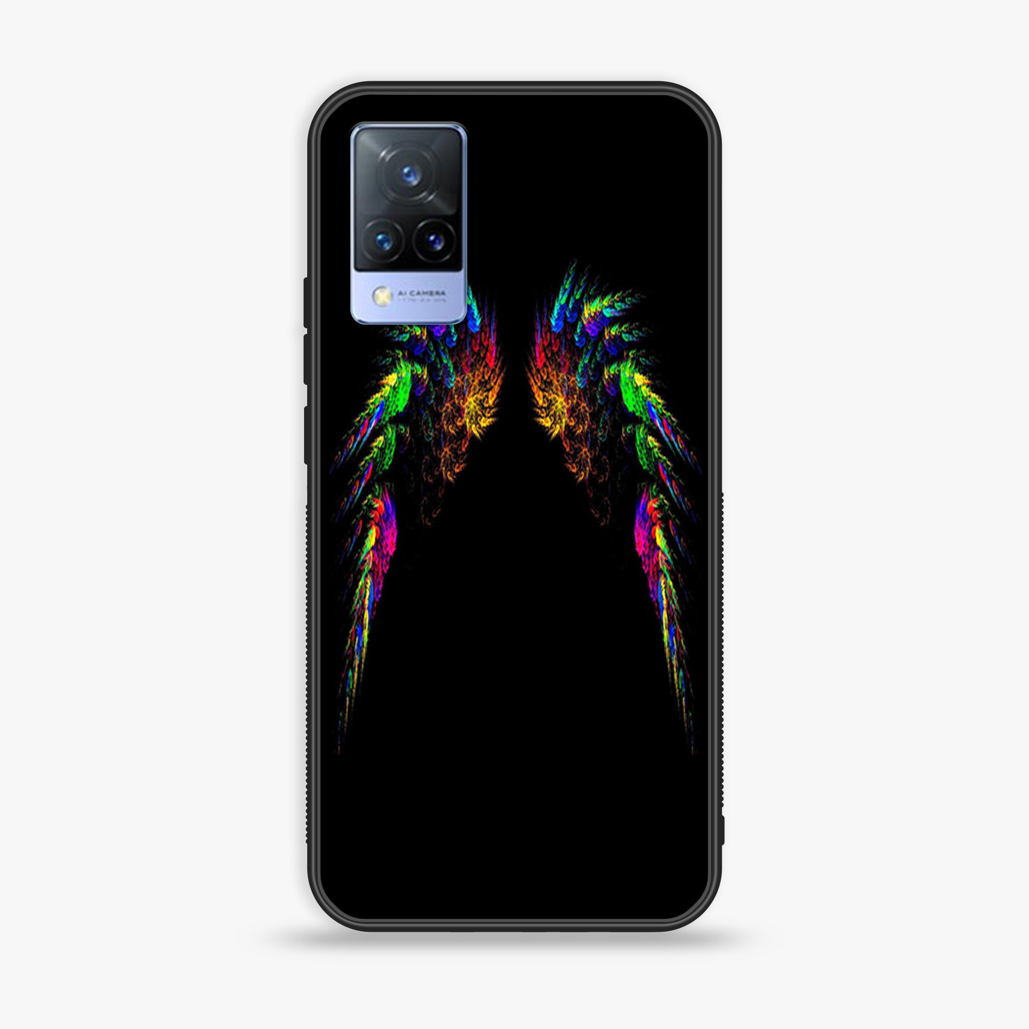 Vivo V21 - Angel Wings Series - Premium Printed Glass soft Bumper shock Proof Case