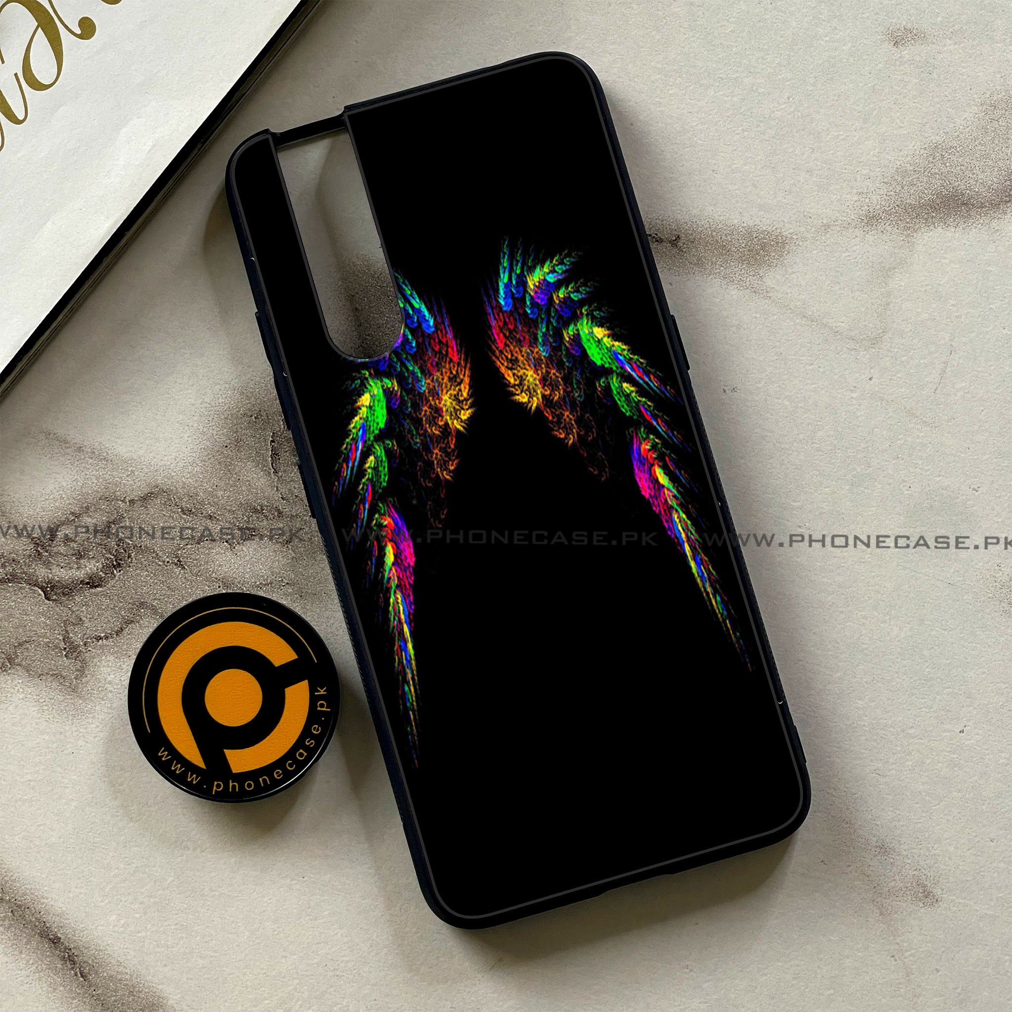 Vivo V15 Pro - Angel Wings Series - Premium Printed Glass soft Bumper shock Proof Case