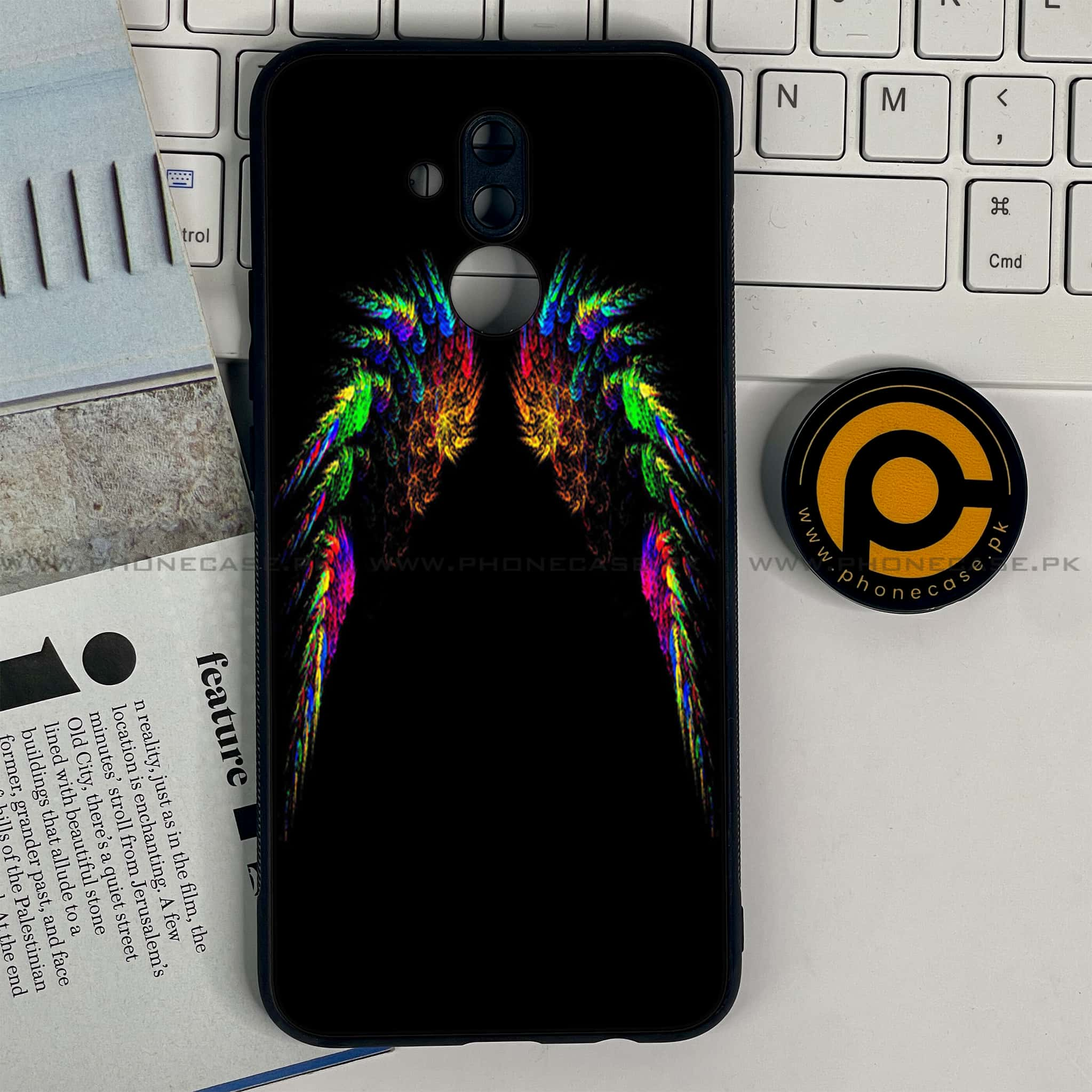 Huawei Mate 20 Lite - Angel Wings Series - Premium Printed Glass soft Bumper shock Proof Case