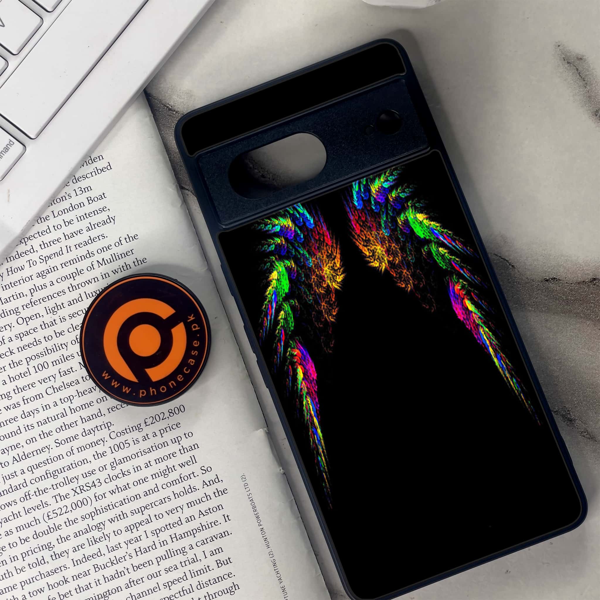 Google Pixel 7 - Angel Wings Series - Premium Metal Printed soft Bumper Shock Proof Case