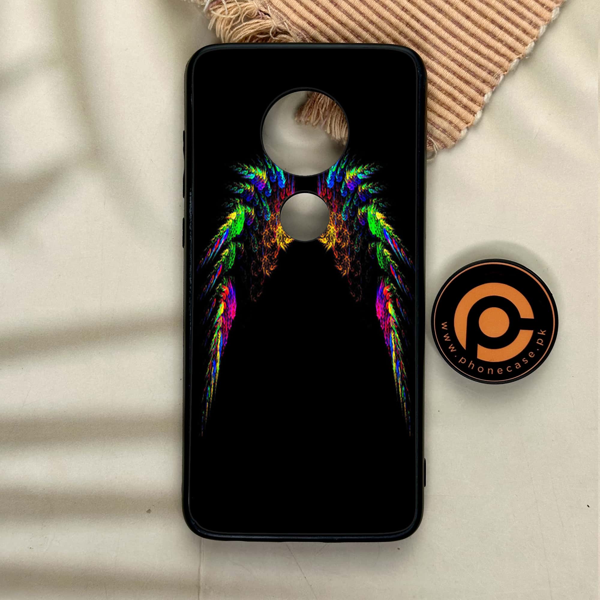Moto G7 - Angel Wings Series - Premium Printed Glass soft Bumper shock Proof Case