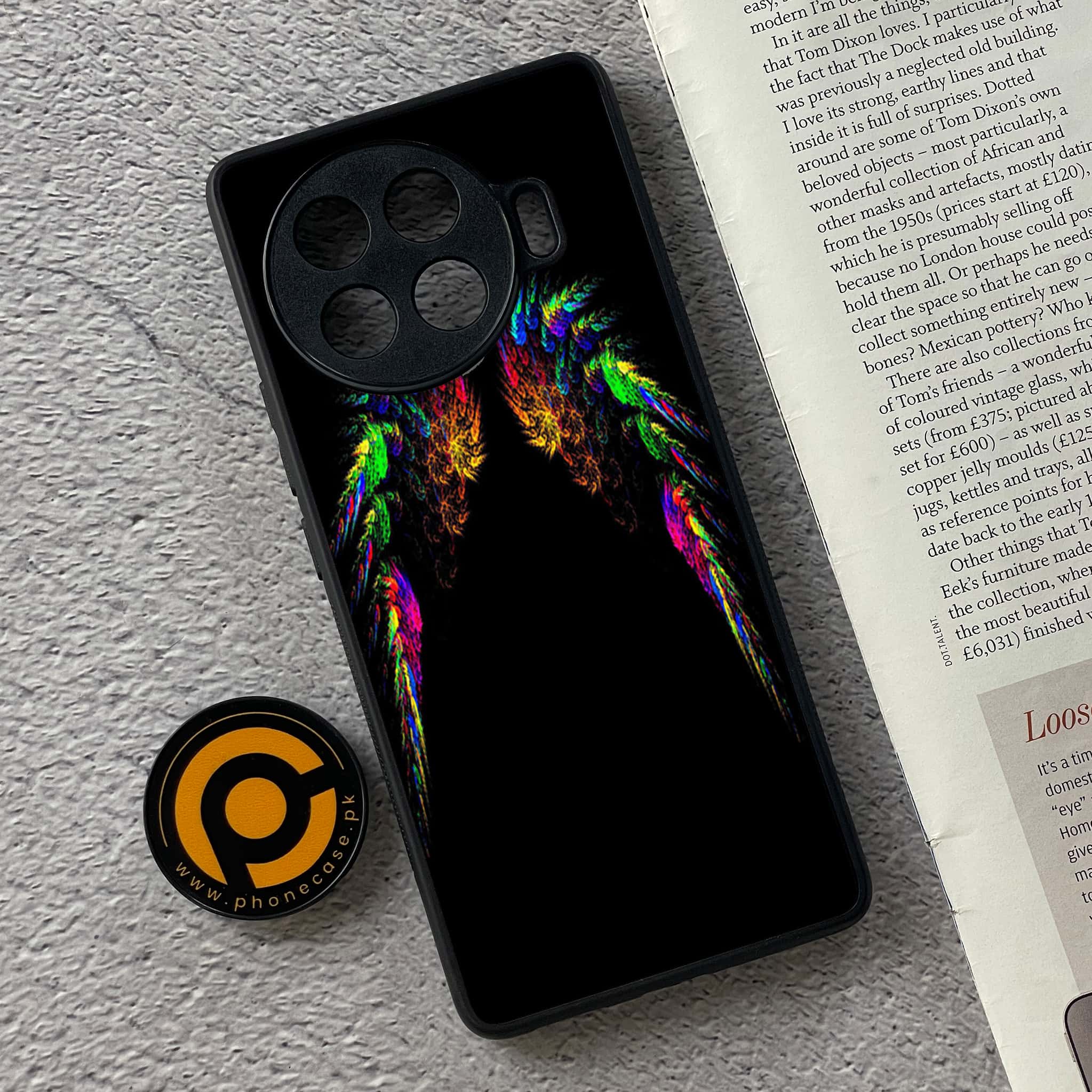 Tecno Spark 20 pro plus - Angel Wings Series - Premium Printed Glass soft Bumper shock Proof Case