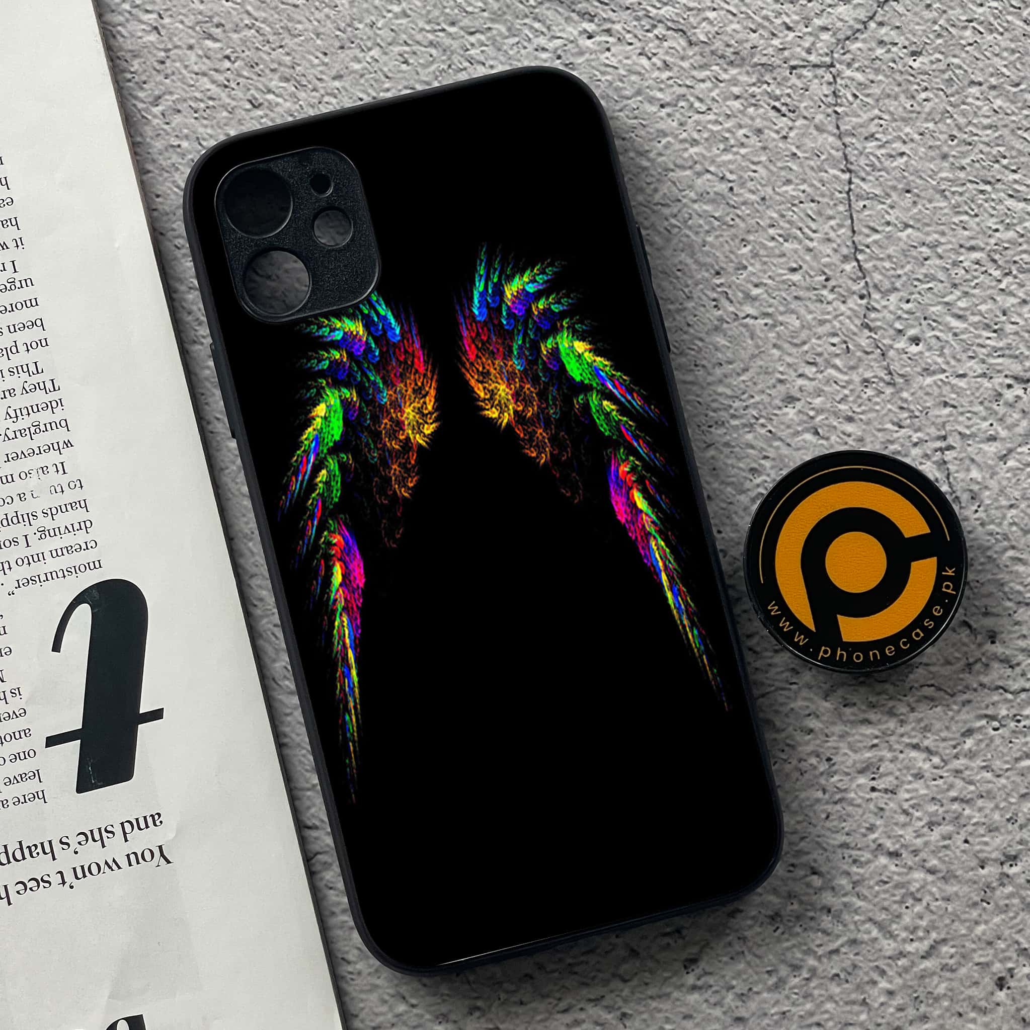 iPhone 11 Angel Wings Series  Premium Printed Glass soft Bumper shock Proof Case
