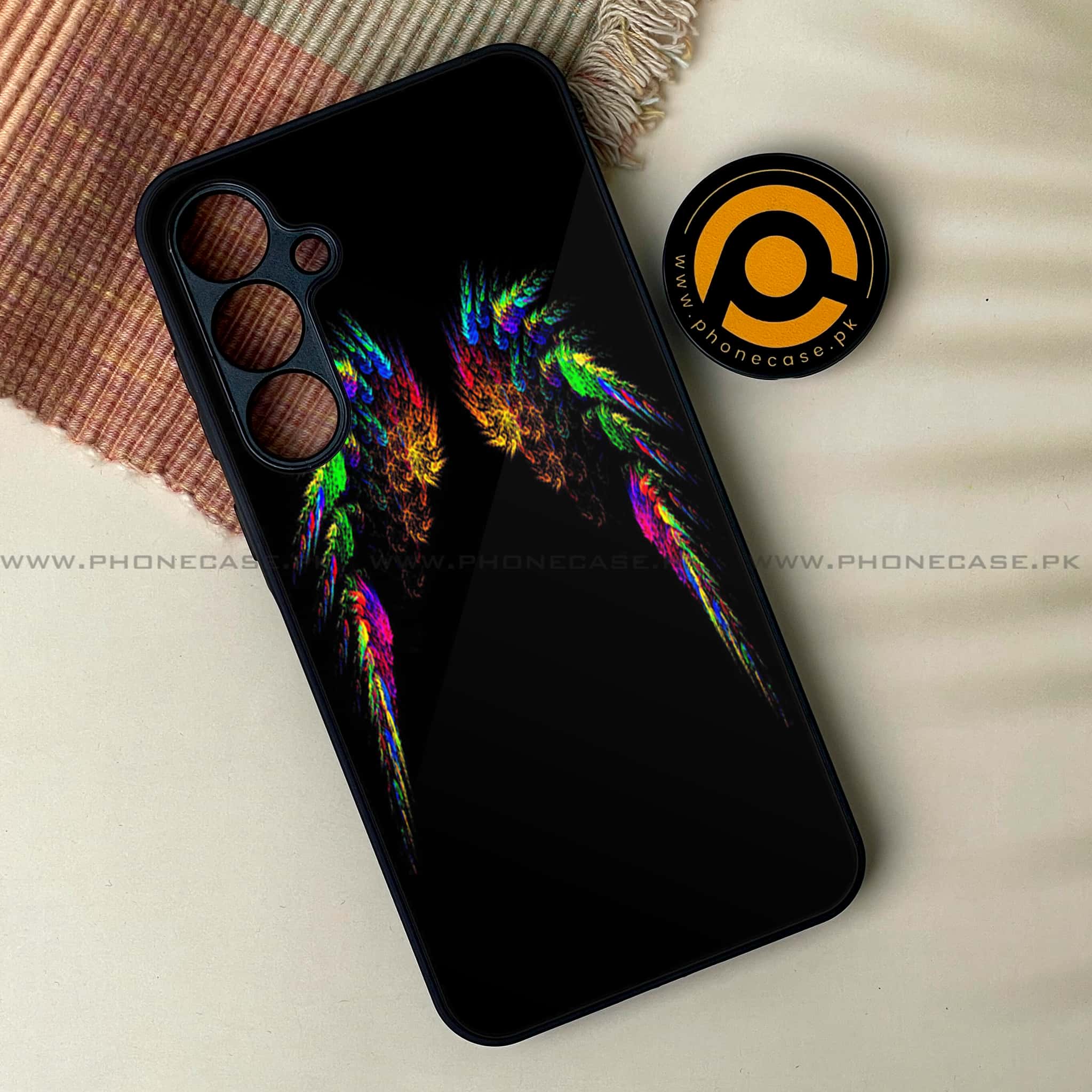 Samsung Galaxy A54 - Angel Wings Series - Premium Printed Glass soft Bumper shock Proof Case
