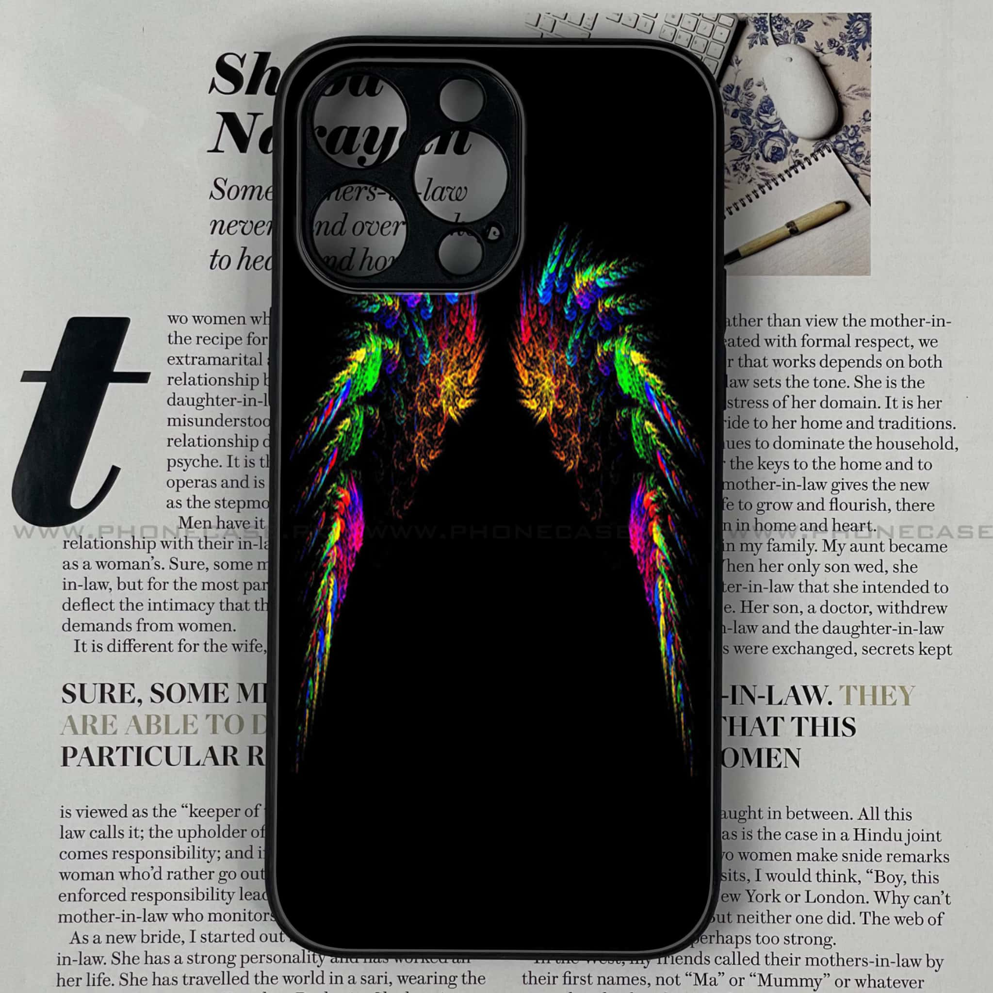 iPhone 13 Pro Max - Angel Wings Series - Premium Printed Glass soft Bumper shock Proof Case