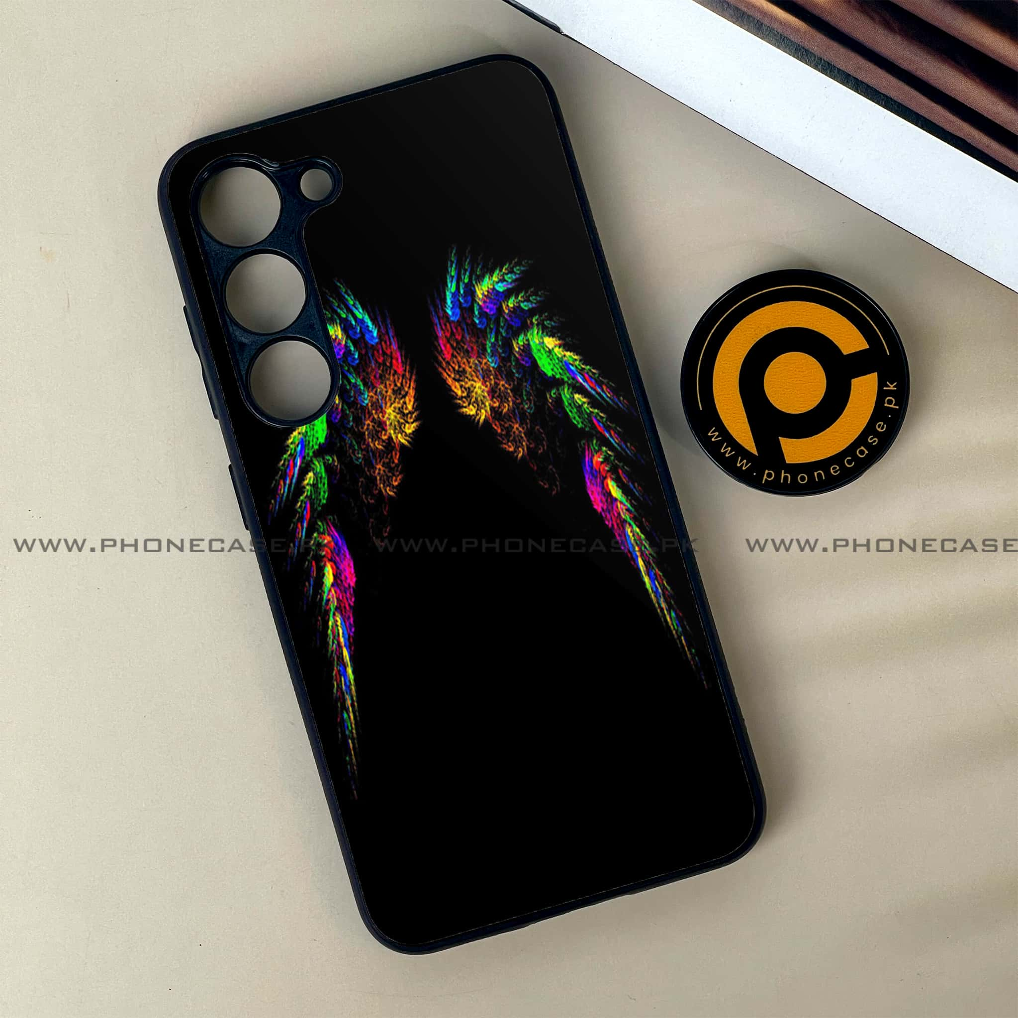 Samsung Galaxy S23 - Angel Wings Series - Premium Printed Glass soft Bumper shock Proof Case