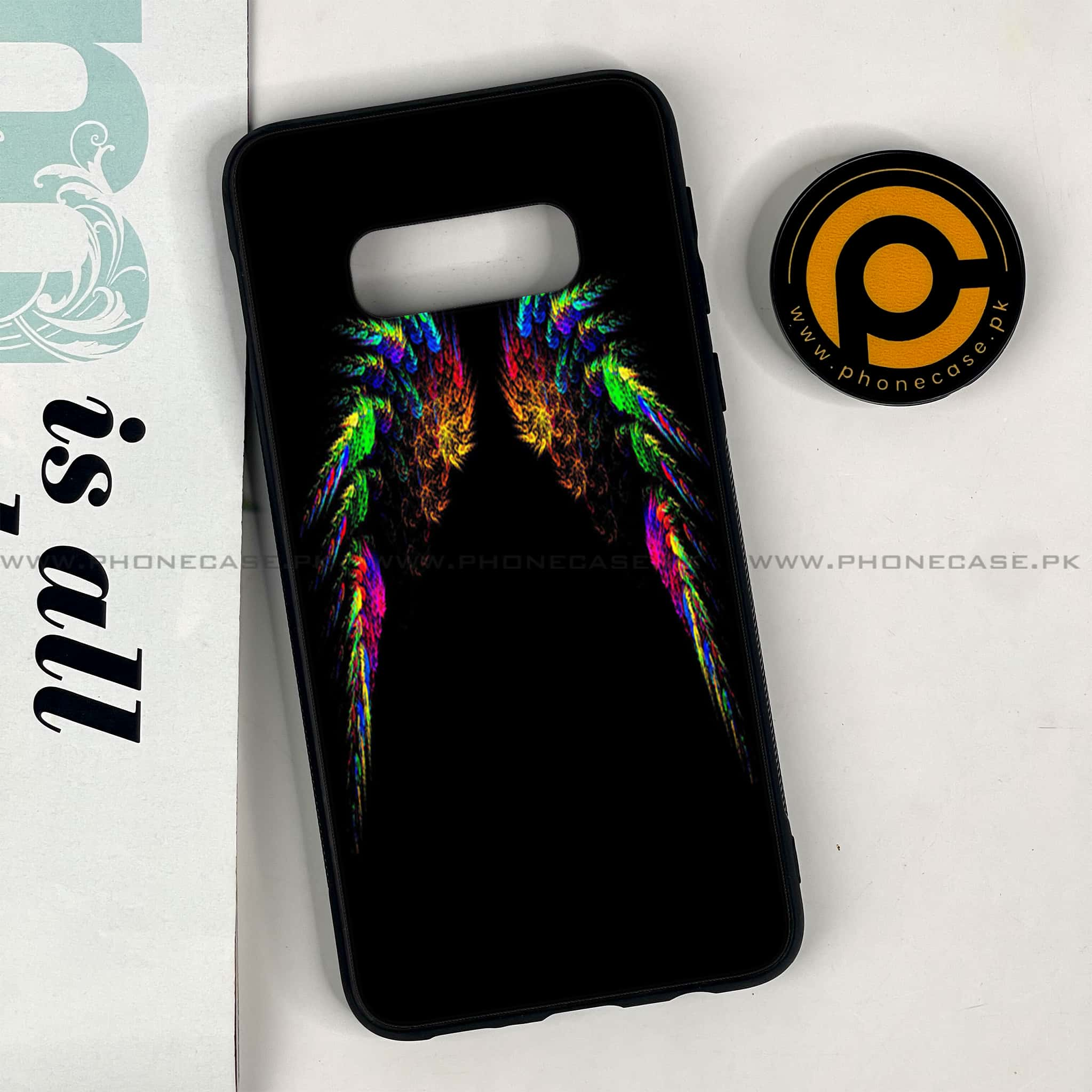 Galaxy S10e - Angel Wings Series - Premium Printed Glass soft Bumper shock Proof Case