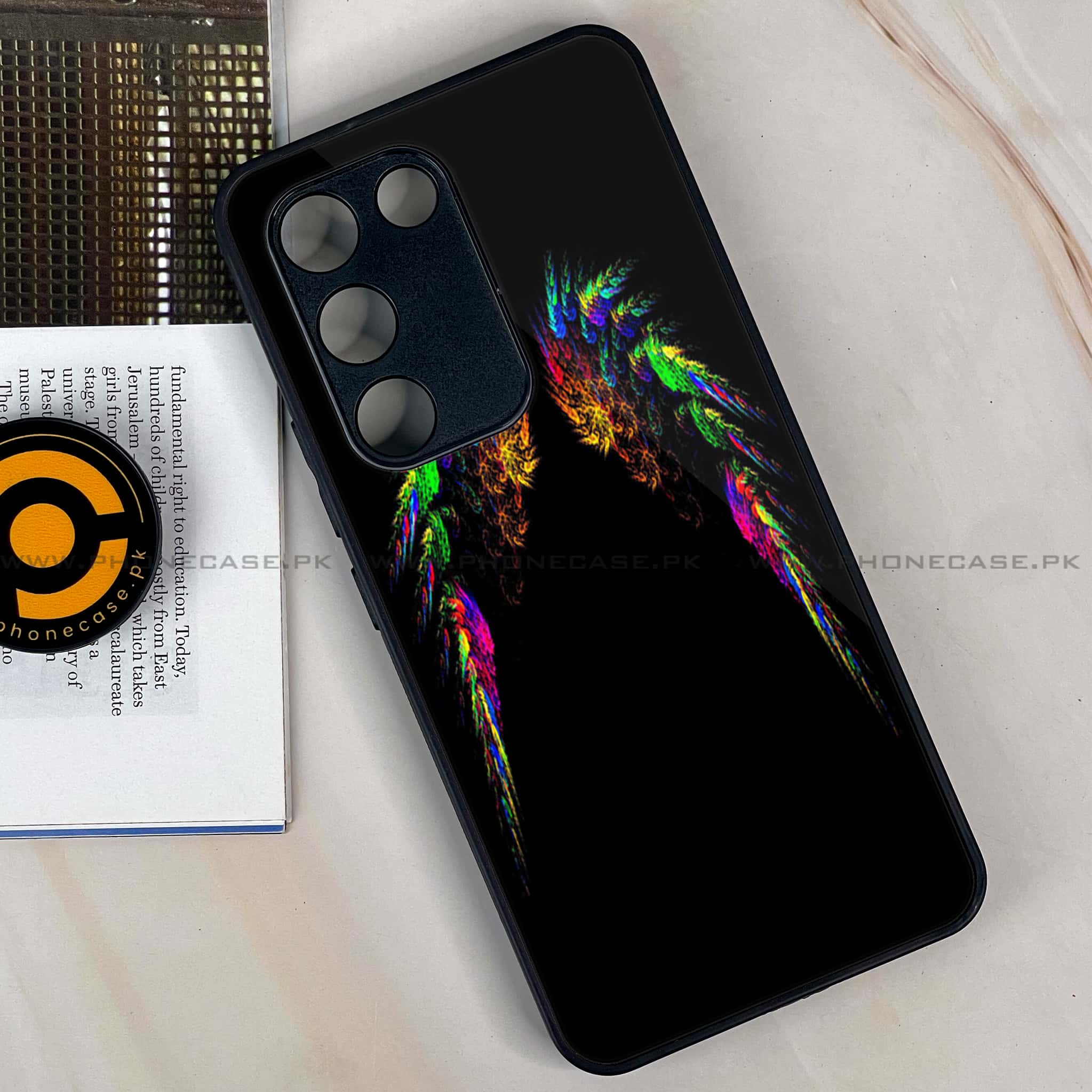 Vivo Y200e - Angel Wings Series - Premium Metal Printed soft Bumper shock Proof Case