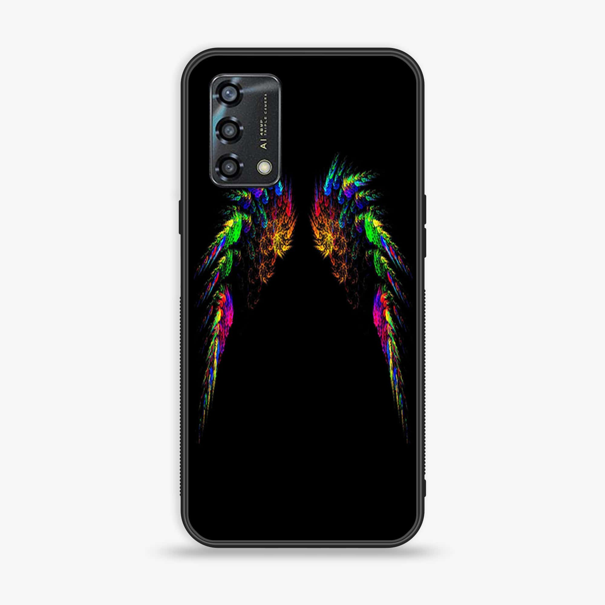 Oppo A95 - Angel Wings Series - Premium Printed Glass soft Bumper shock Proof Case