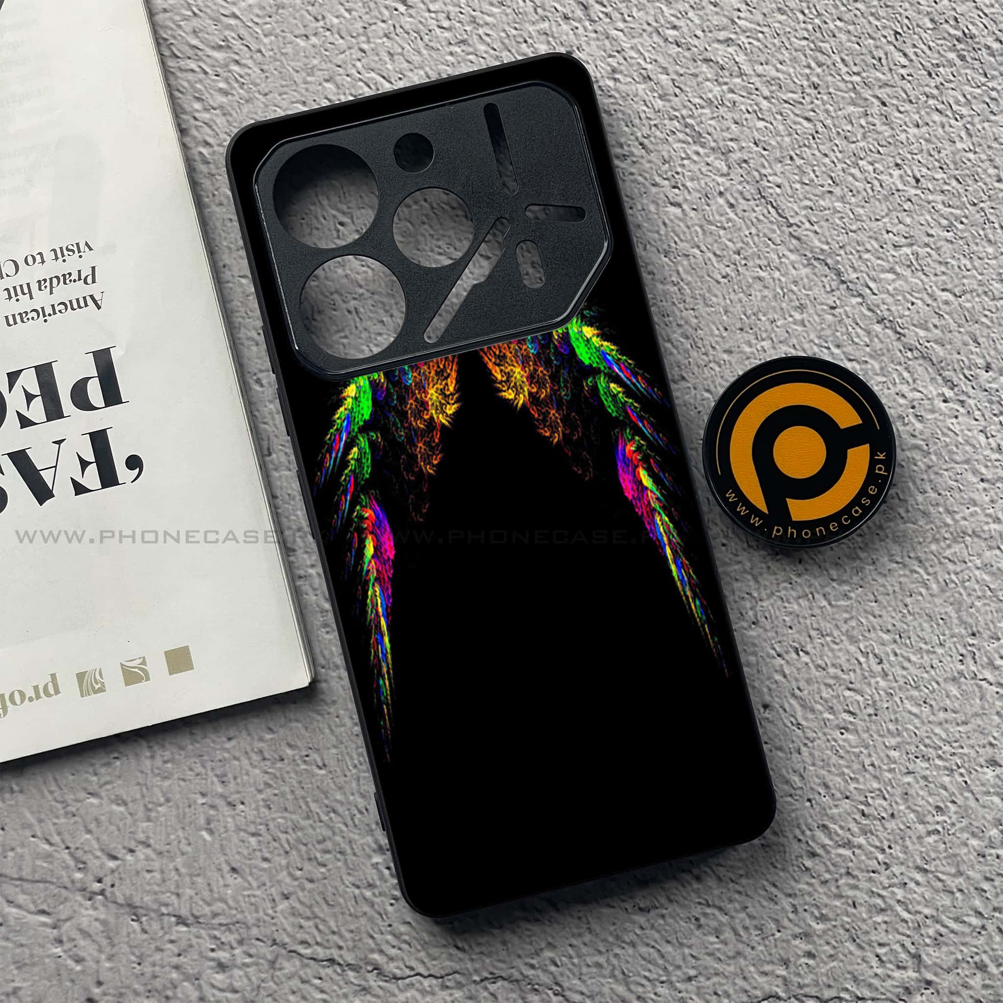 Tecno Pova 6 - Angel Wings Series - Premium Printed Glass soft Bumper shock Proof Case