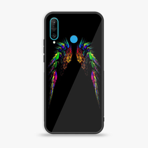 Huawei P30 lite - Angel wings Design 10 - Premium Printed Glass soft Bumper shock Proof Case CS-20540