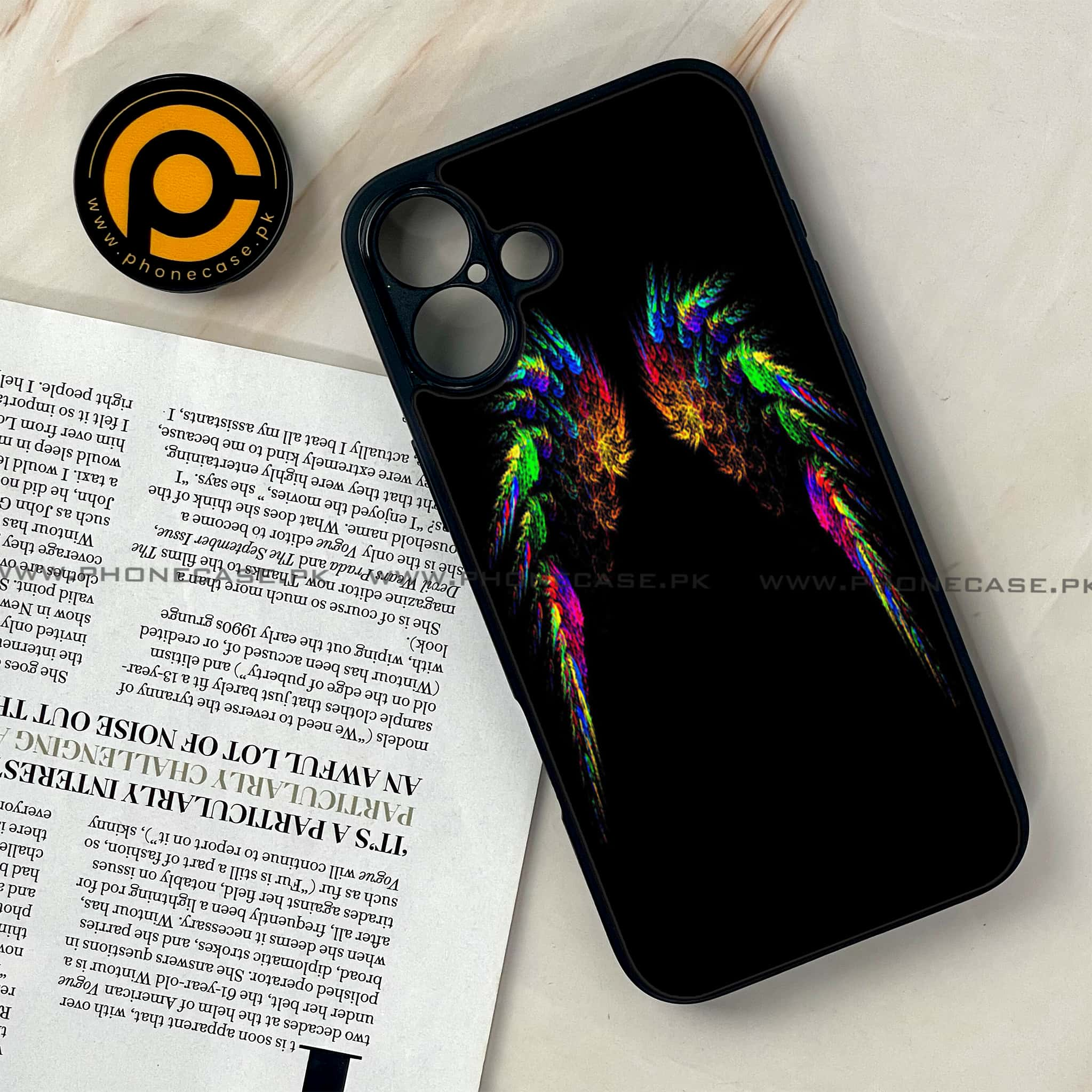 iPhone 16 Plus - Angel Wings Series - Premium Printed Glass soft Bumper shock Proof Case