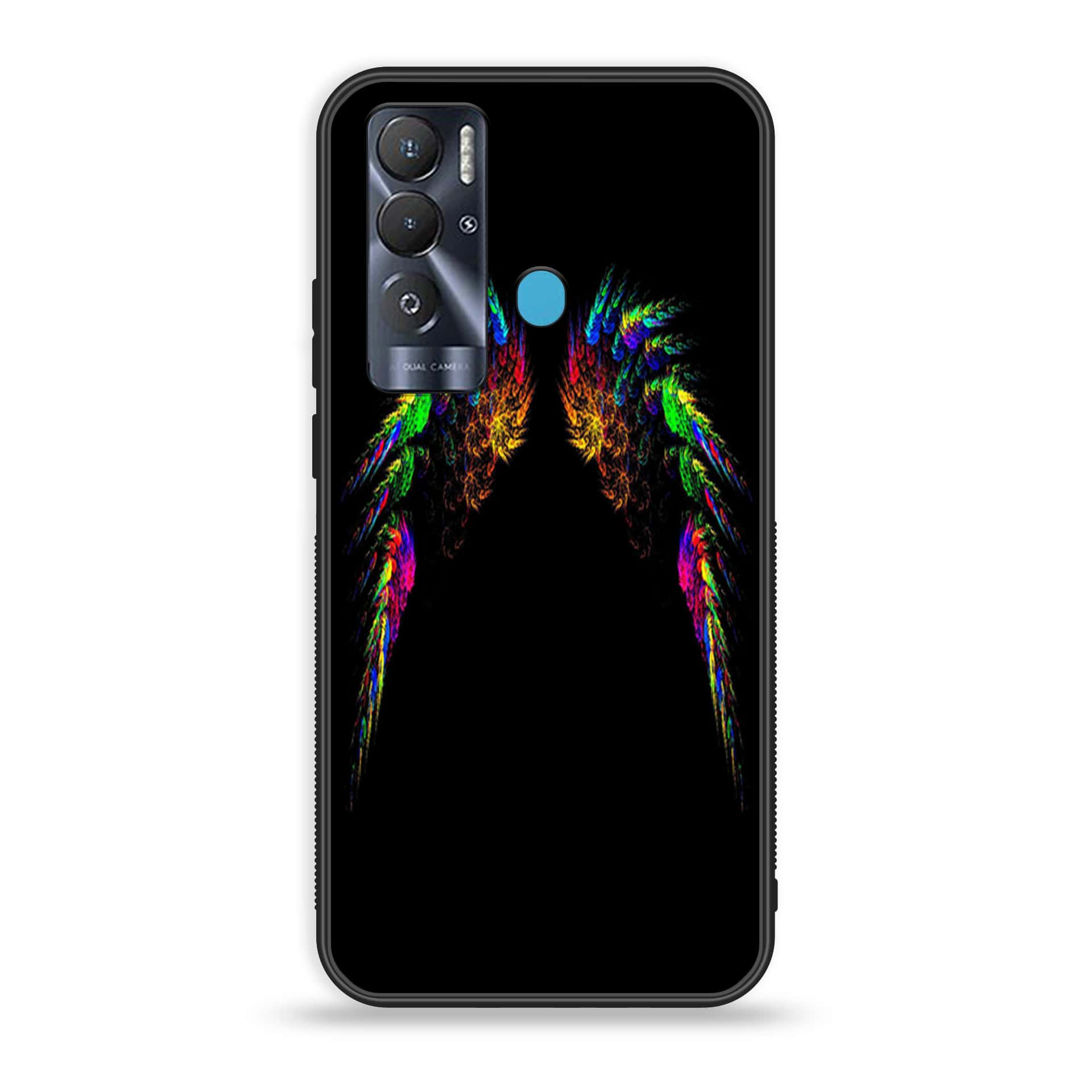 Tecno Pova Neo Angel Wings series Premium Printed Glass soft Bumper shock Proof Case