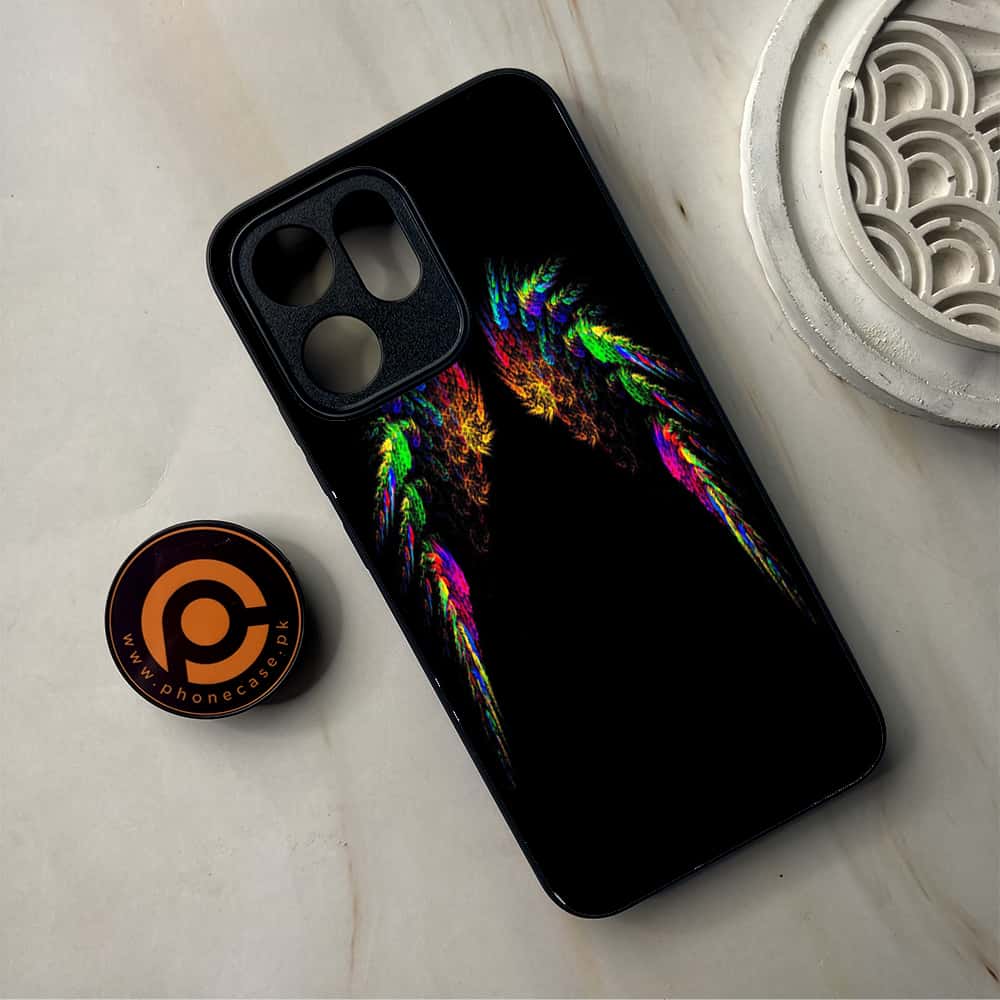 Oppo Reno 14F - Angel Wings Series - Premium Metal Printed Soft Bumper Shockproof Case